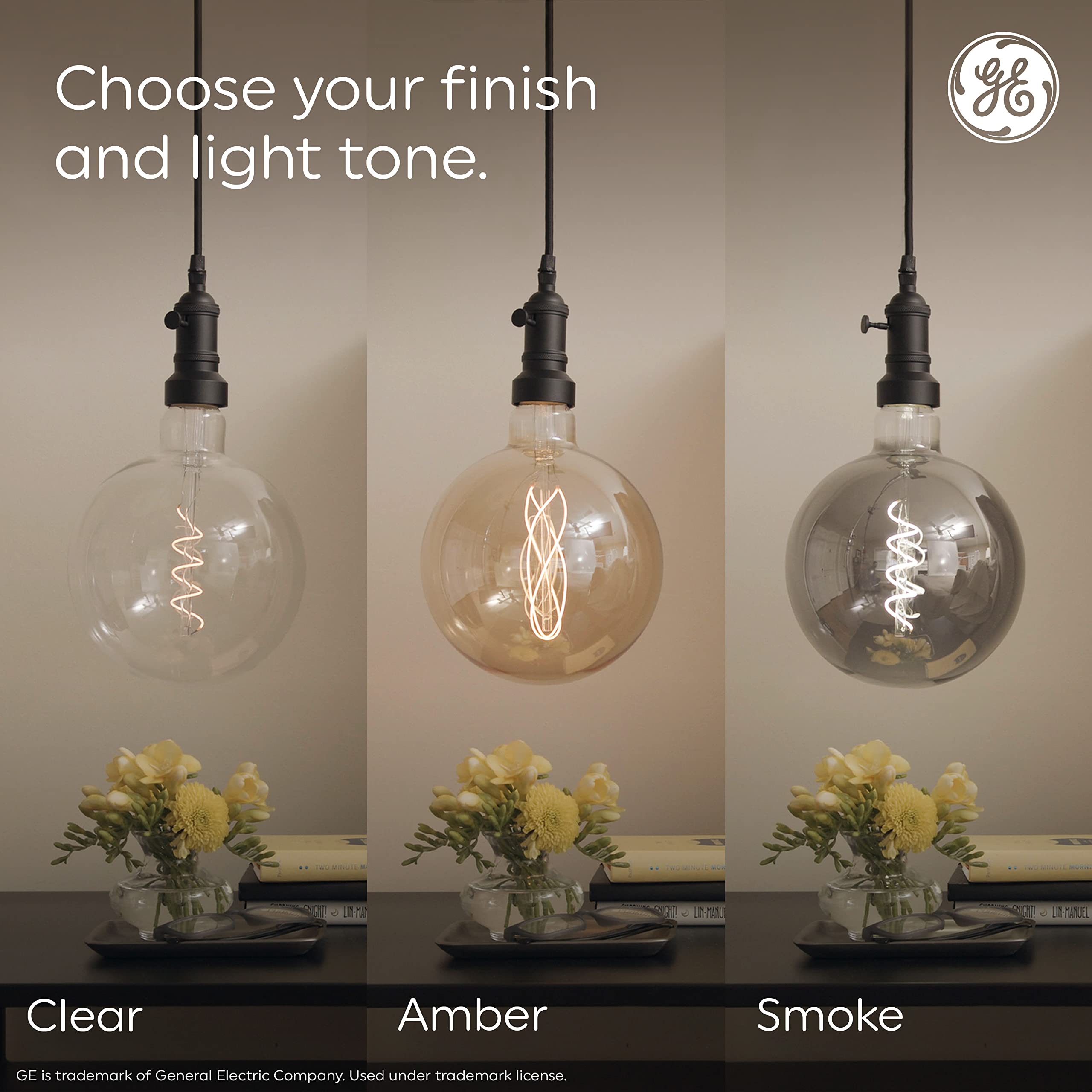 GE Vintage Style LED Light Bulb, 40W Equivalent, Amber Glass, BT56, Medium Base, 1 Pack