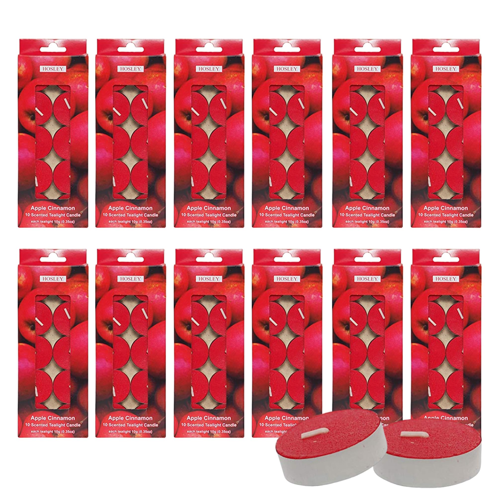 Hosley 120 PCs Bulk Pack Apple Cinnamon Fragrance Highly Scented Tea Light Candle. Ideal for Wedding Church Vigil Emergency Lant