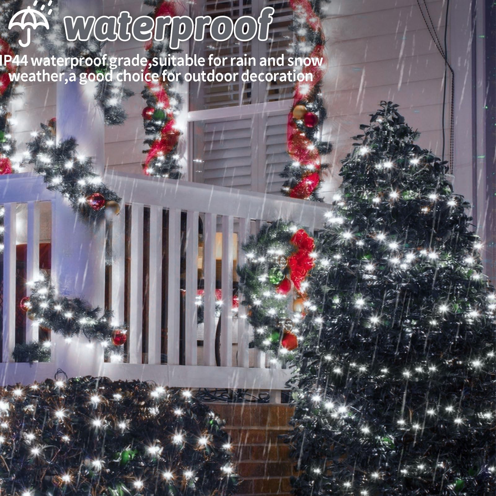 262Ft 800 Led Christmas Lights Outdoor String Lights 8 Modes & Timer Twinkle Fairy Lights Plug In Waterproof Led String Lights For Xmas Yard Tree Patio Wedding Holiday Party Decorations (Cool White)