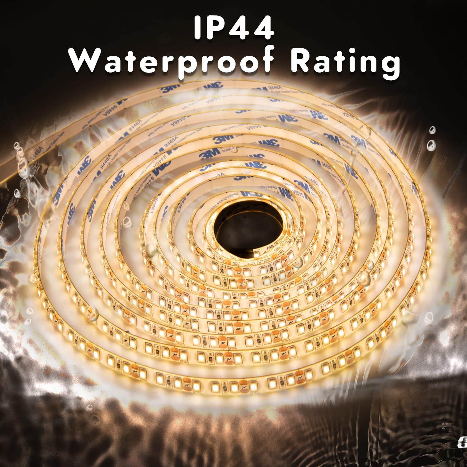 Guotong White Led Strip Lights, Waterproof Cuttable 1200 Smd 2835 Led Tape, 12V 65.6Ft/20M Flexible Ribbon, Kitchen Cabinet Ligh