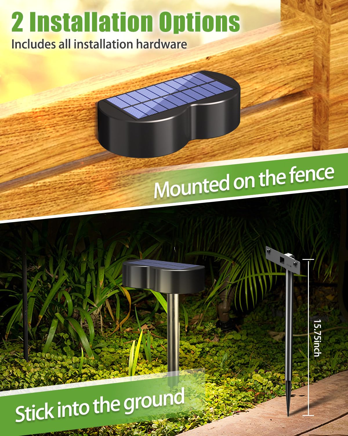 Amiluo Solar Lights Outdoor - 8 Pack RGBWW, Waterproof IP65, 10 Colors & 5 Modes, Model WL15, Ideal for Garden & Walkway