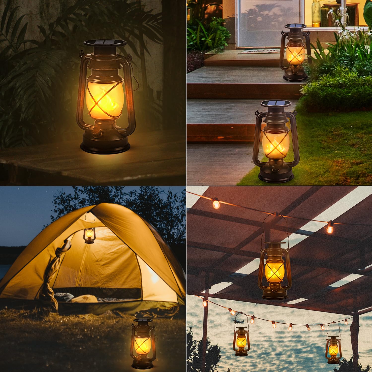 Marlrin Solar Lanterns - Outdoor Hanging Led Lights, Waterproof, 2 Pack, Bronze, Model Lvf-12-Ms-C, Perfect For Patio, Garden, And Yard Decor