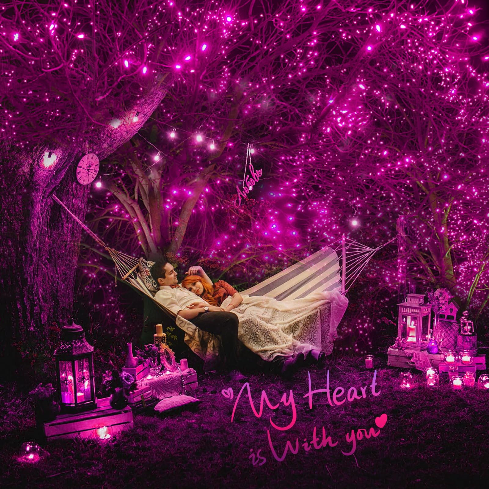 2 Pack 400 Led Solar Pink String Lights Valentine Decor, 8 Modes Solar String Lights For Outside, Waterproof And Solar Powered O