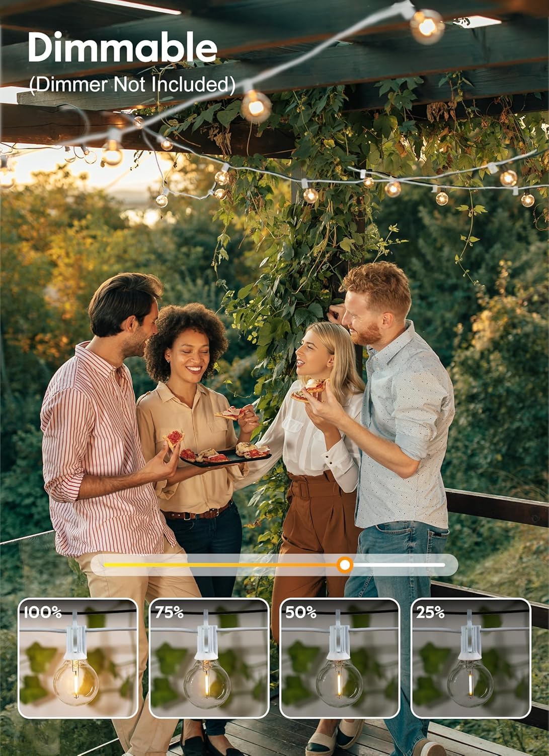 30 Ft Outdoor String Lights - Commercial Globe Patio Lights With 30 G40 Led Shatterproof Bulbs, Waterproof Connectable Hanging L