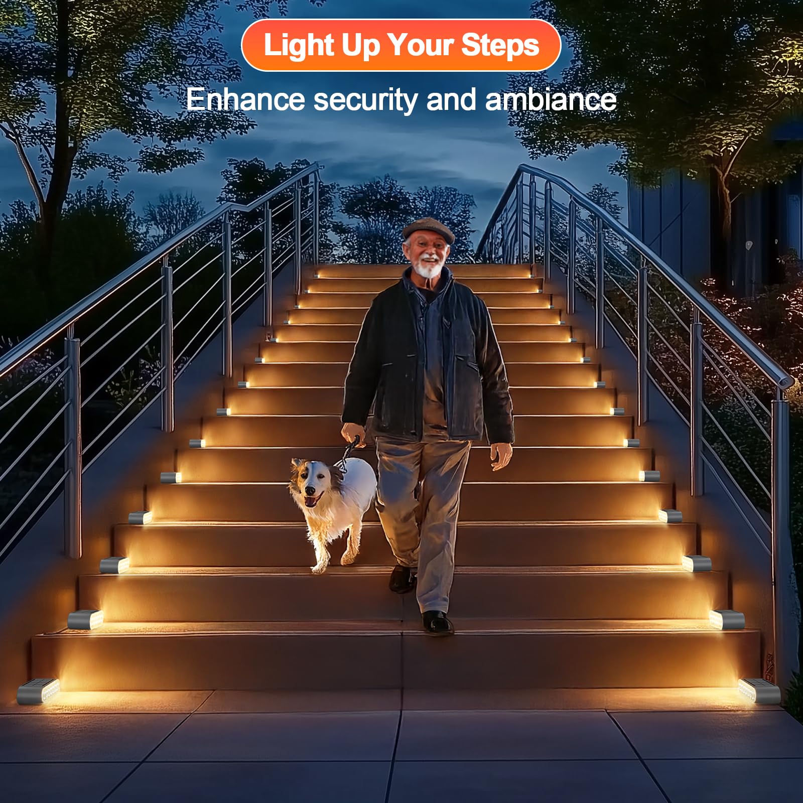 Xillumi Core Solar Step Lights For Outside  6-Pack Stair Light Outdoor Waterproof Ip67  14 Led Warm White Light Solar Powered Lighting For Steps  Stairs  Deck Patio  Walkway  Front Porch Decor