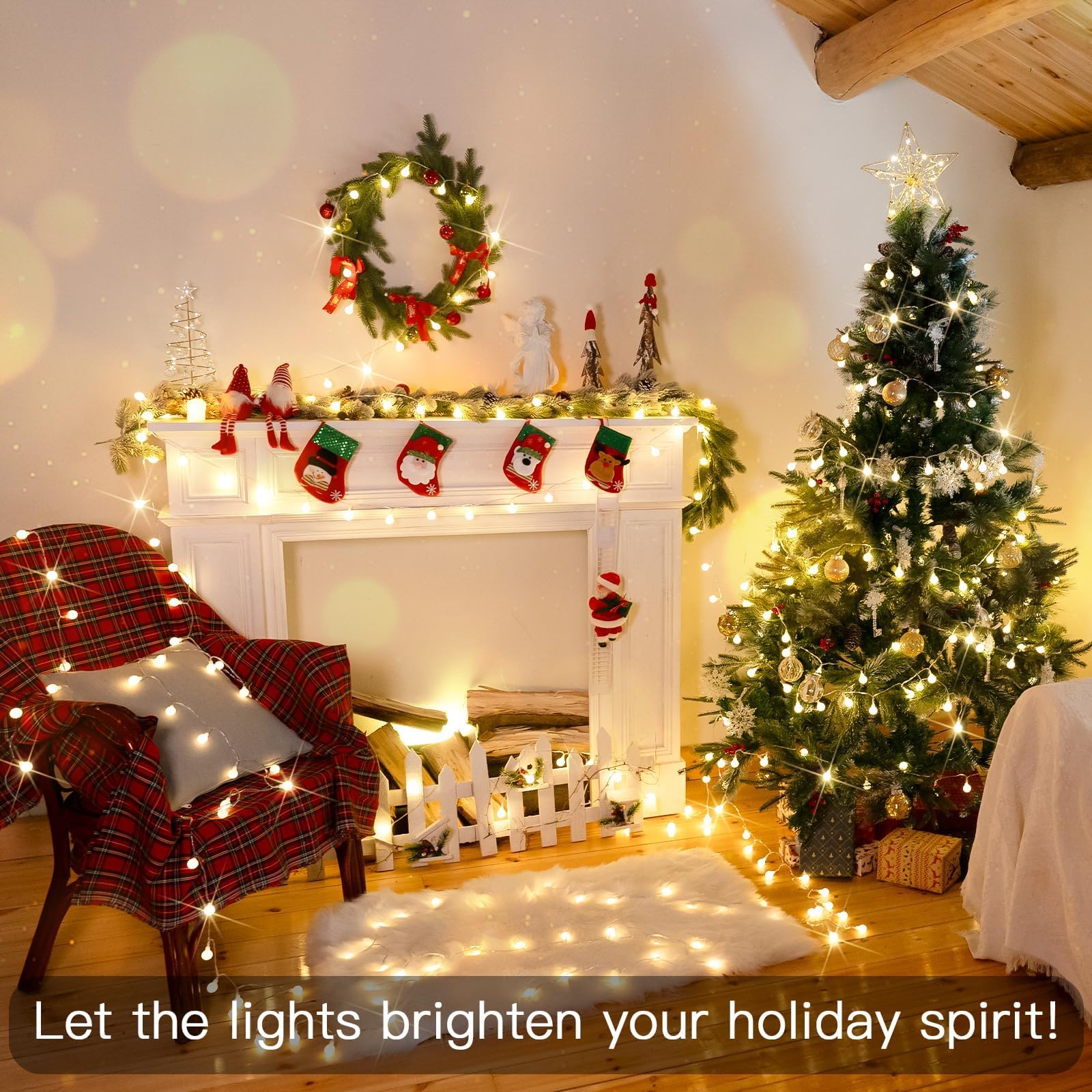suddus Globe String Lights, 100 LED Fairy Lights, Warm White, Indoor/Outdoor Use for Bedroom, Garden, Party