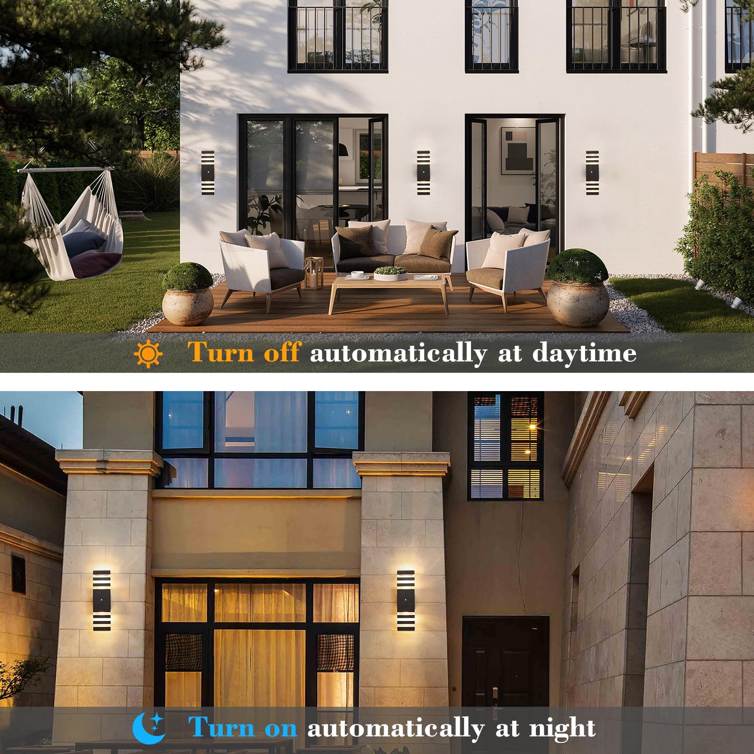 Zsmaiku Dusk To Dawn Outdoor Wall Lights 4 Pack, 14W Ip65 Waterproof, Warm White, Jet Black