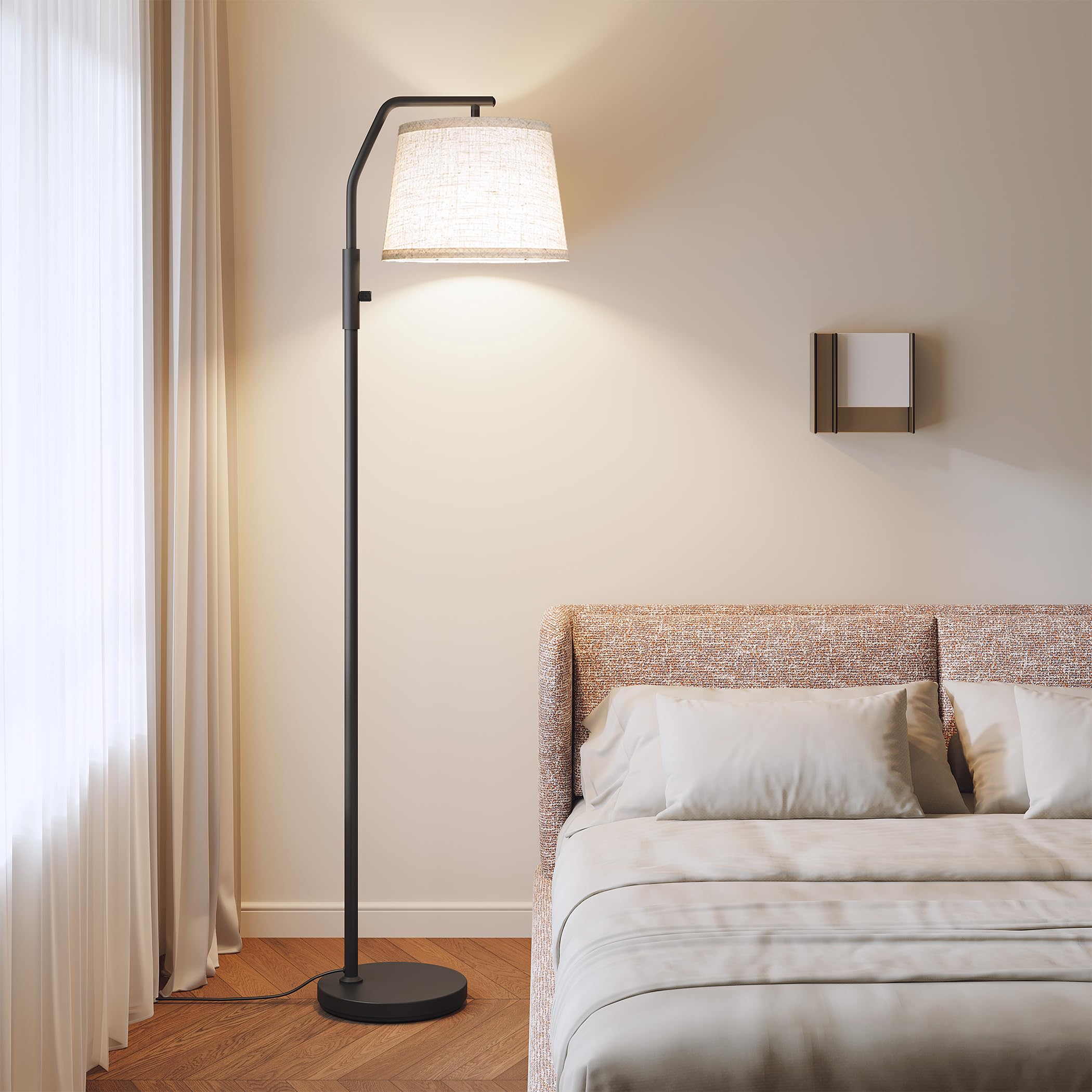 Sunmory Floor Lamps For Living Room, 9W Bulb Included, Tall Lamp For Bedroom With Adjustable Head, Modern Standing Lamp, 0-100%