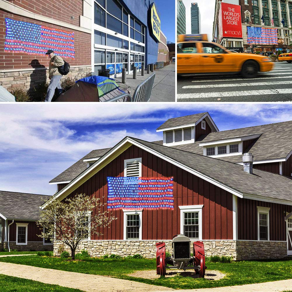 American Advanced Flag Lights, 420 Led Solar String Lights, Waterproof Led Flag Net Light Of The United States For Yard, Garden Decoration, Festival, Holiday, Party Decoration, Christmas Decorations