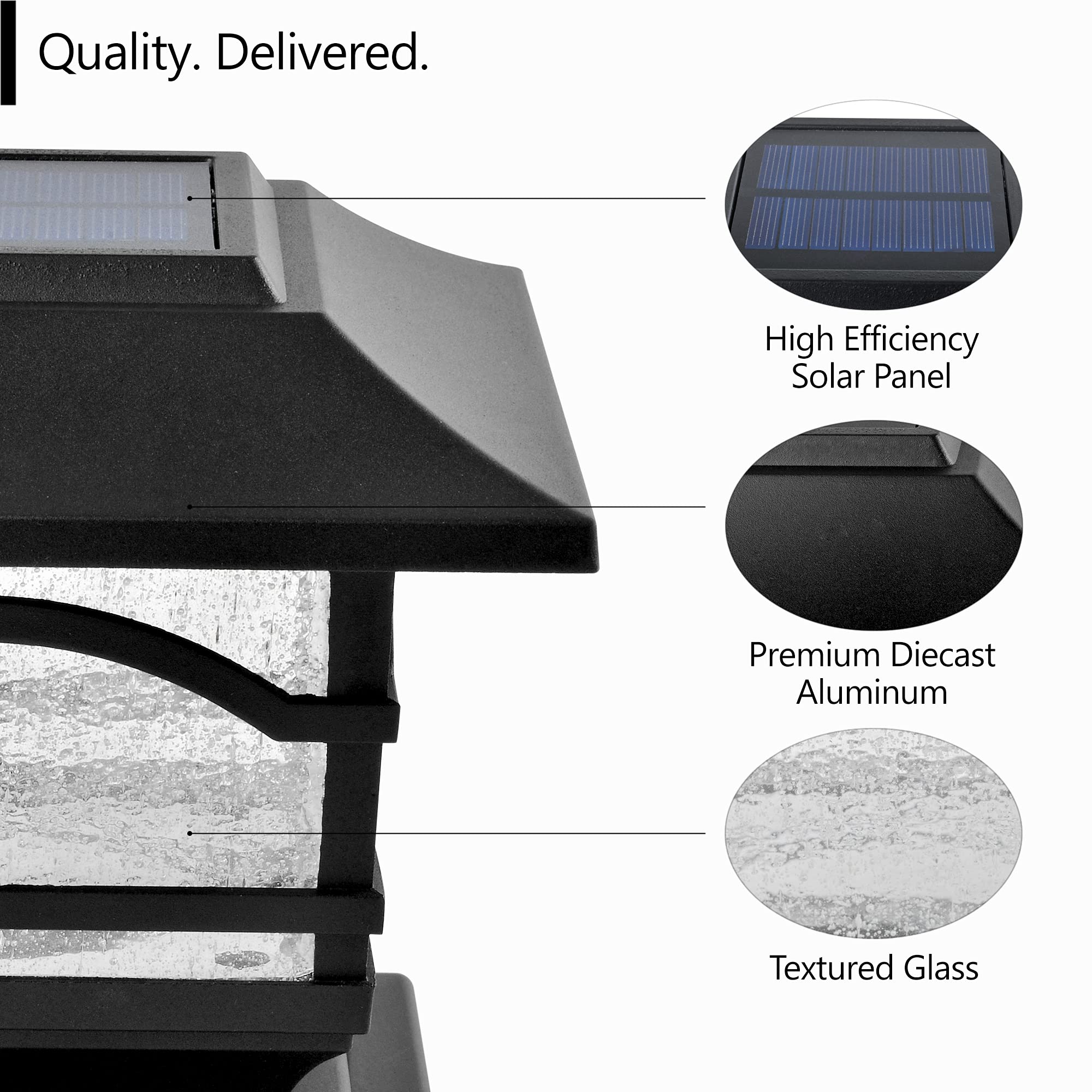 Davinci Lighting Solar Post Cap Lights - 4x4/5x5/6x6, Bright LED, Slate Black, Aluminum, Model DL116, 1 Pack
