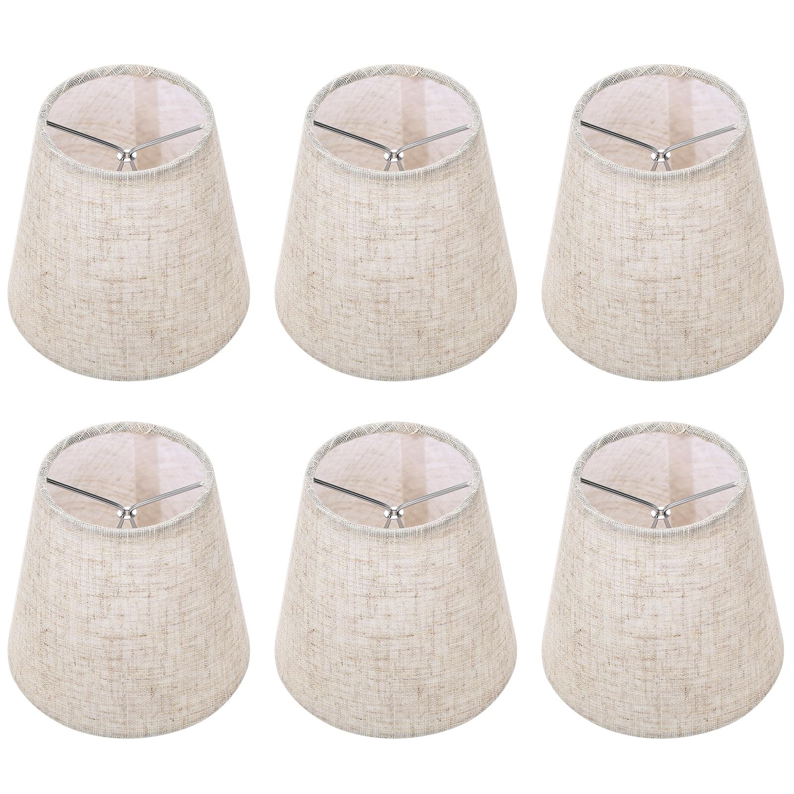 Small Lamp Shades Clip on Bulb Set of 6 Chandelier Lamp Shades 5 Inch Mini Linen Lampshade 3.5x5x5.5in Small Lamp Shade for Chandelier Lamp Replacement