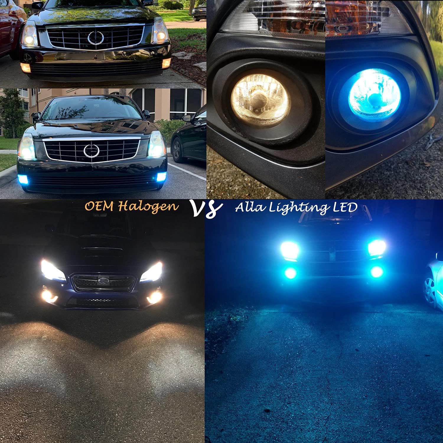 Alla Lighting LED Fog Lights PSX24W 2504 12276, 8000K Ice Blue, 3600lm, Aluminum, Model Alla-ETI-2504-56IB