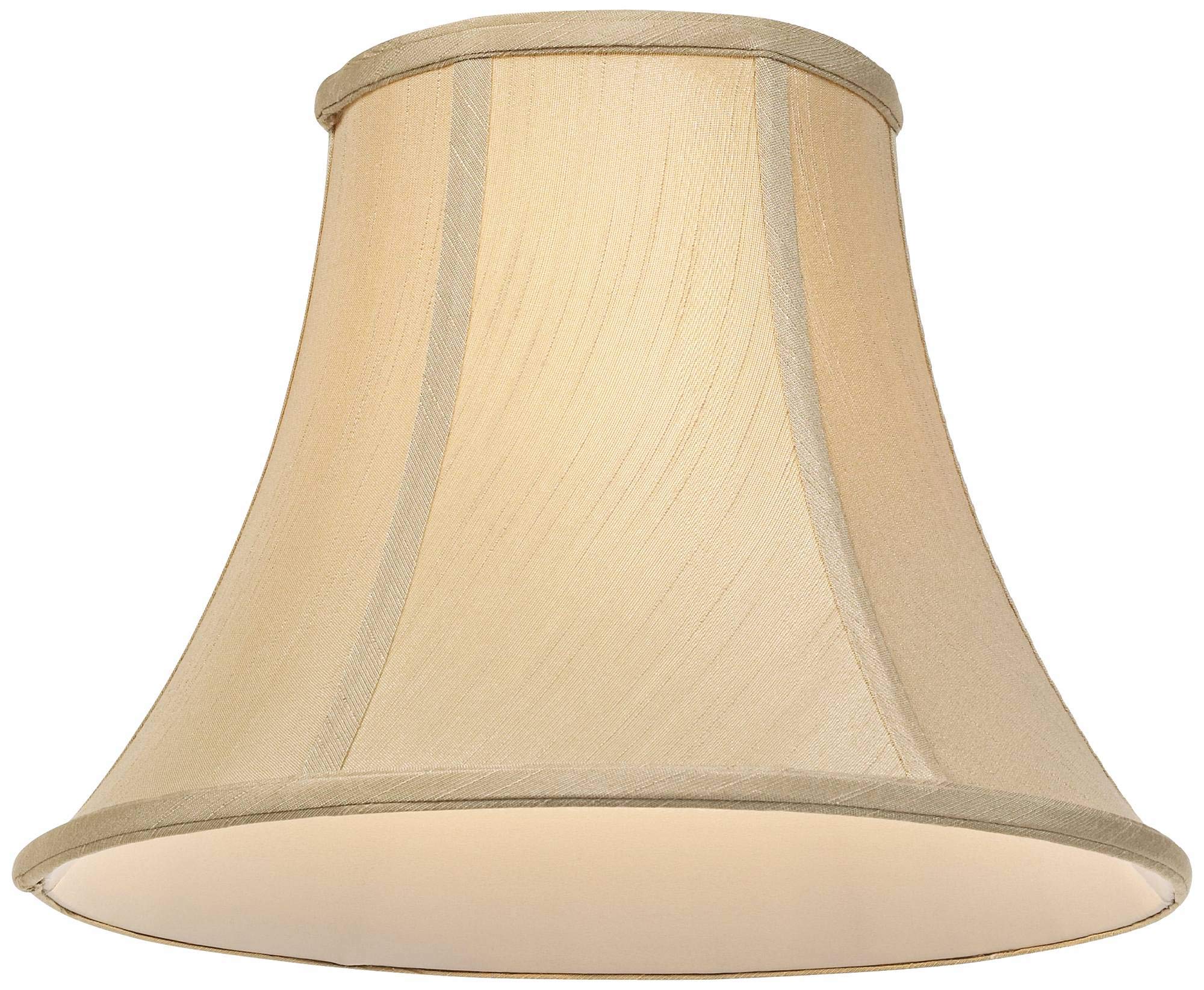 Taupe Medium Bell Lamp Shade 7'' Top X 14'' Bottom X 11'' Slant X 10.5'' High (Spider) Replacement With Harp And Finial - Spring