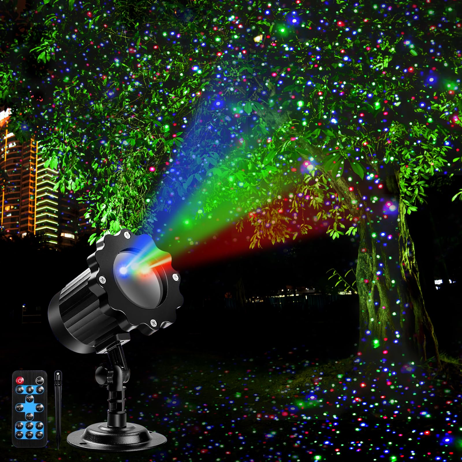 Alinkey Outdoor RGB Laser Projector Lights - 3 Color Starry Sky & Firefly Effects, IP65 for Holiday Decor, Model SE369