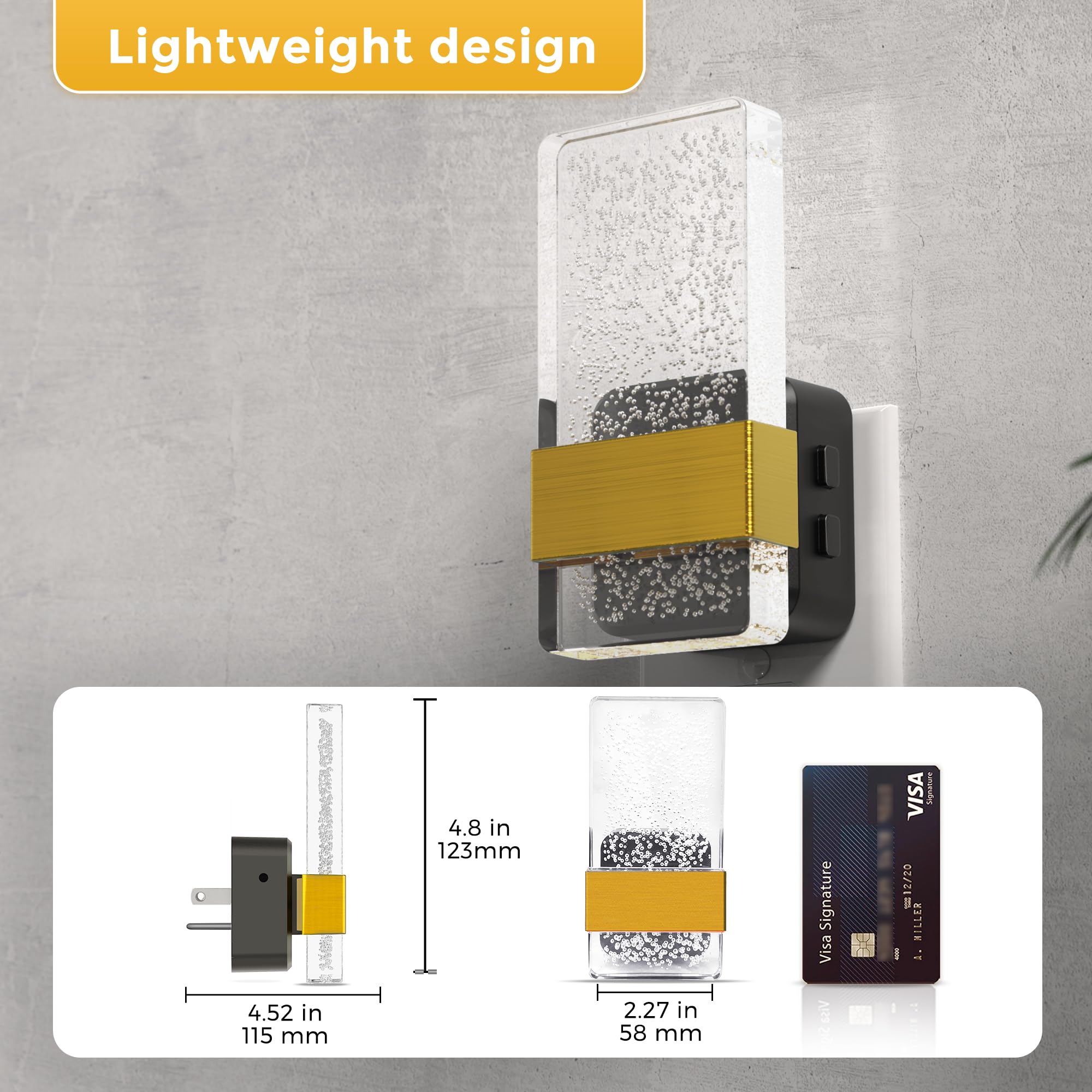 L LOHAS LED Night Light, 2 Pack Dusk to Dawn Sensor, 3CCT Adjustable Color Temperature, Model A-GY141-08US-2, Bubble-3CCT