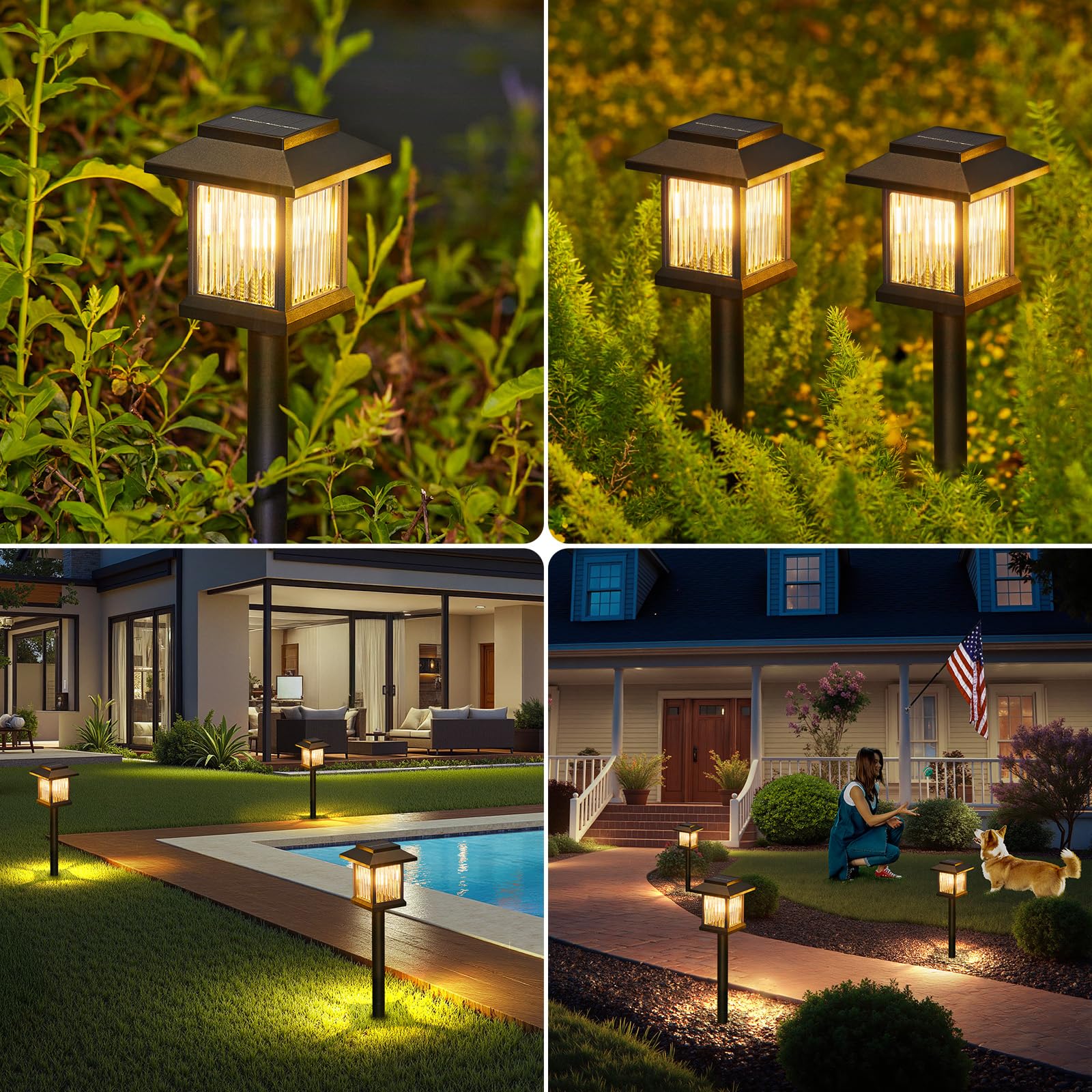 Kooper 10 Pack Solar Pathway Lights Outdoor, Unique Solar Garden Lights Outdoor Waterproof, Bright Walkway Llights Up To 10 Hour