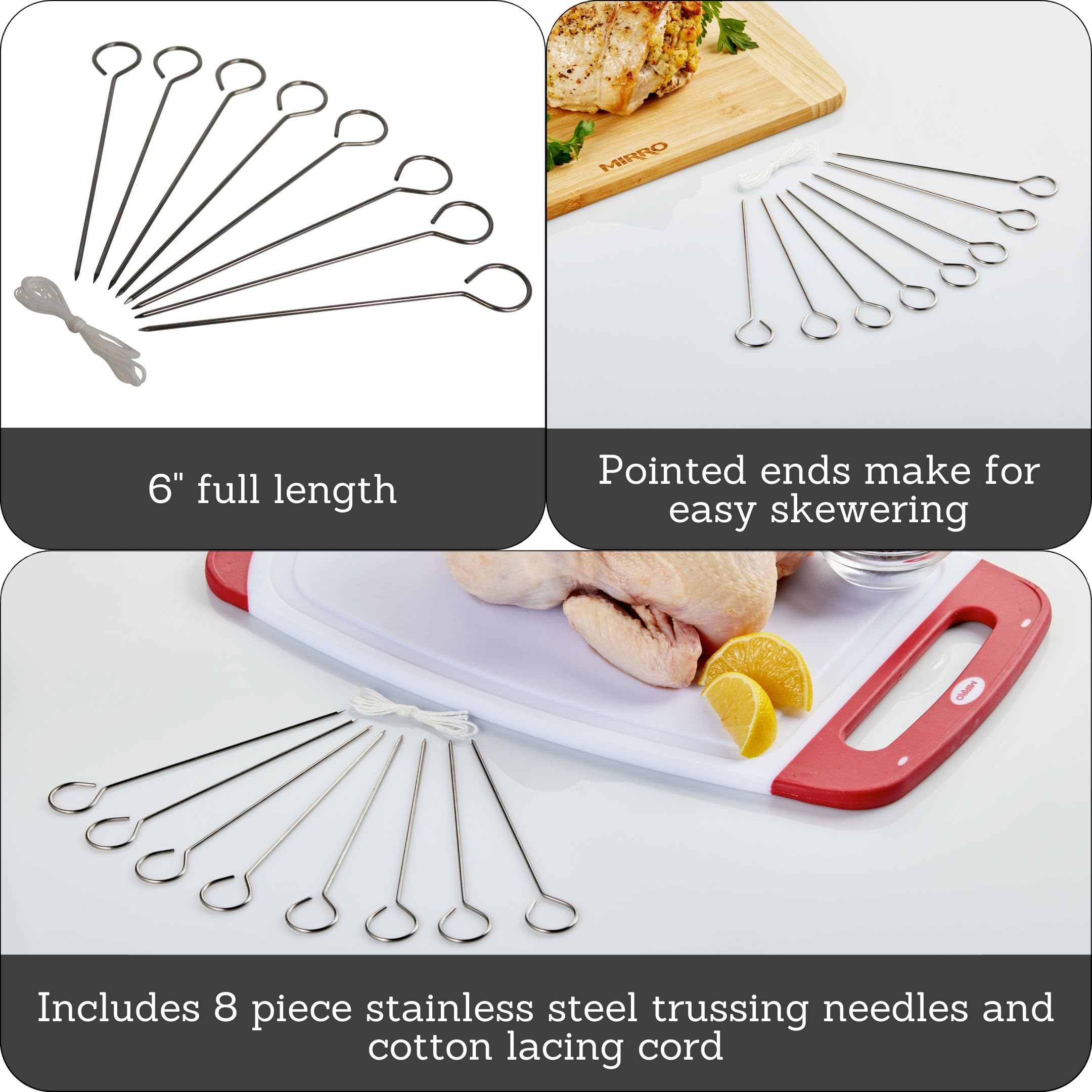 Mirro Stainless Steel Turkey Lacers, 8 Piece, Silver