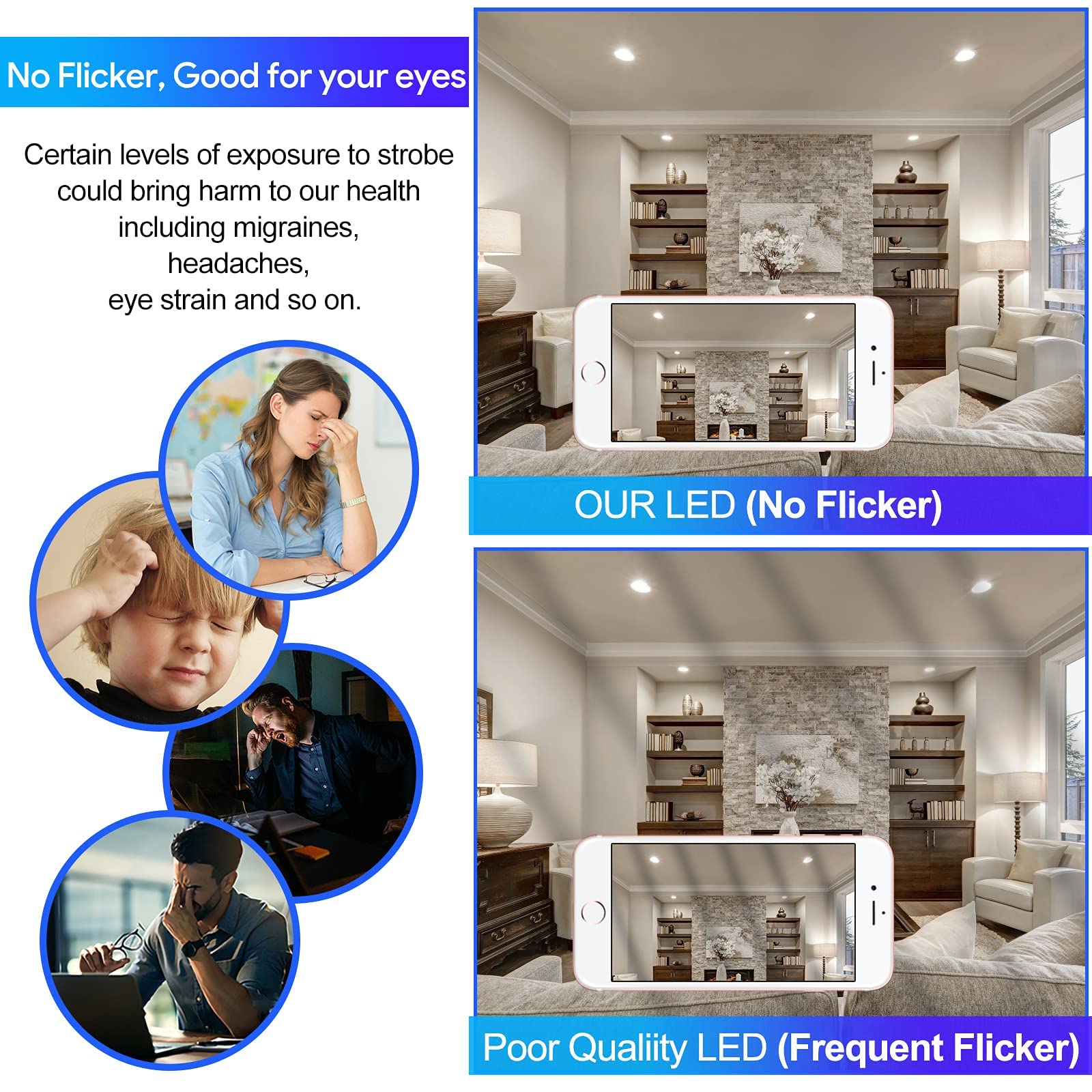 E Energetic Lighting 12 Pack Br30 Led Light Bulbs, Dimmable, Cri90, 8.5W=65W, 3000K Warm White, 650 Lm, E26 Base, Indoor Flood L