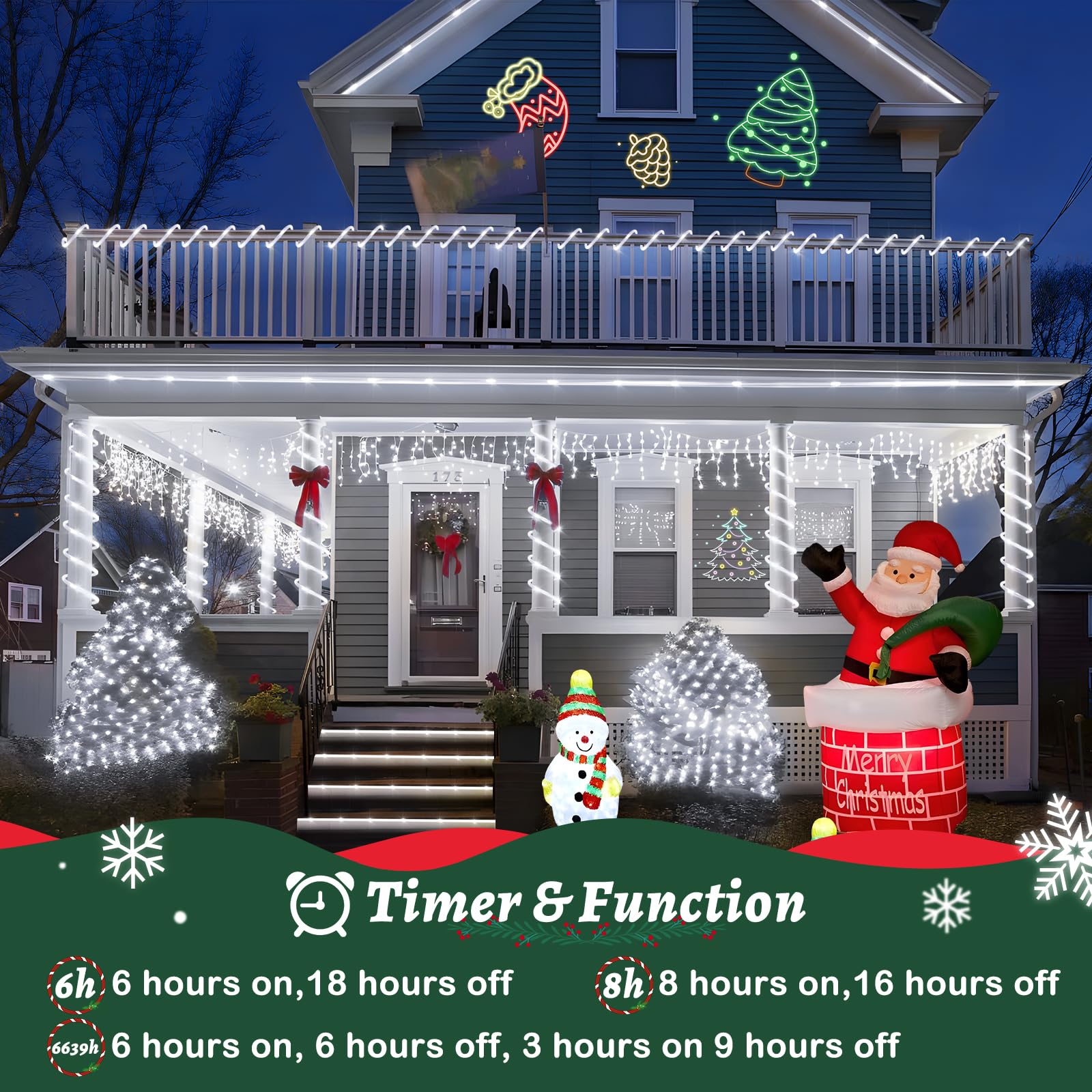 Hezbjiti Led Rope Lights 197Ft Waterproof Rope Light 600 Led Flexible Tube Lights Plug In With 8 Modes For Garden Patio Bedroom Party Indoor Outdoor Decorations