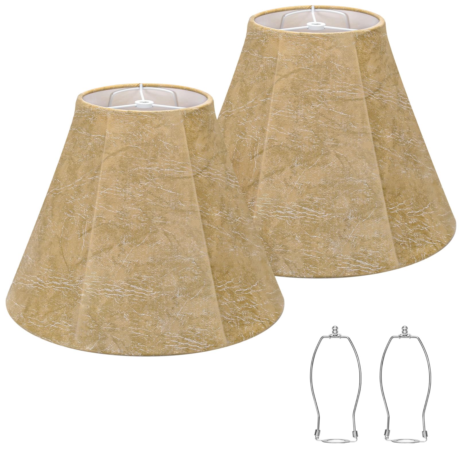 Rustic Lampshades Set of 2, Bell Lamp Shades Replacement 6''x13x10'', Medium Faux Leather Lampshades for Table Lamps, Floor Lamp
