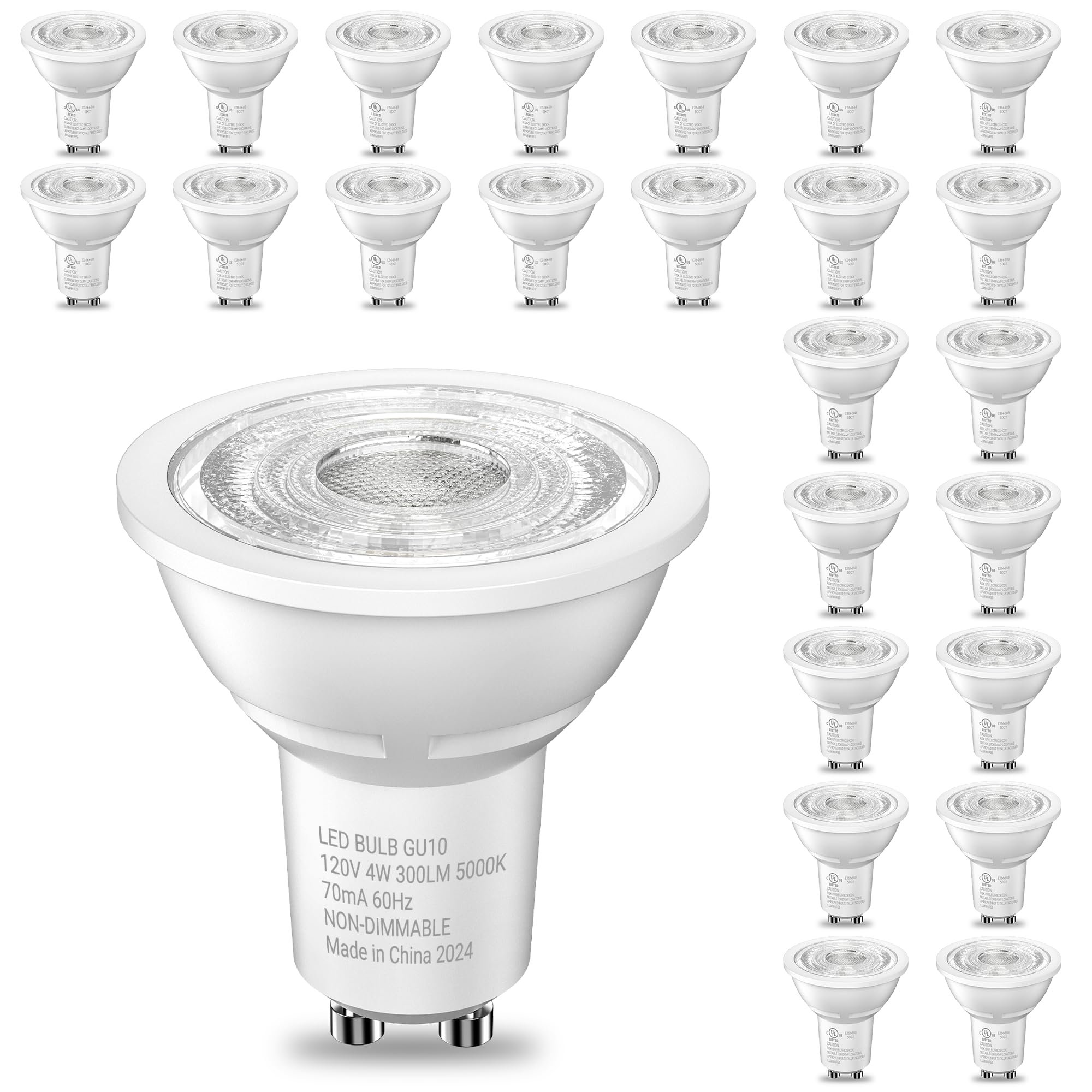Tjoy Led Gu10 Light Bulbs 24 Pack, 5000K Daylight White Gu10 Replacement For Recessed Track Lighting, 35W Equivalent, Non-Dimmab