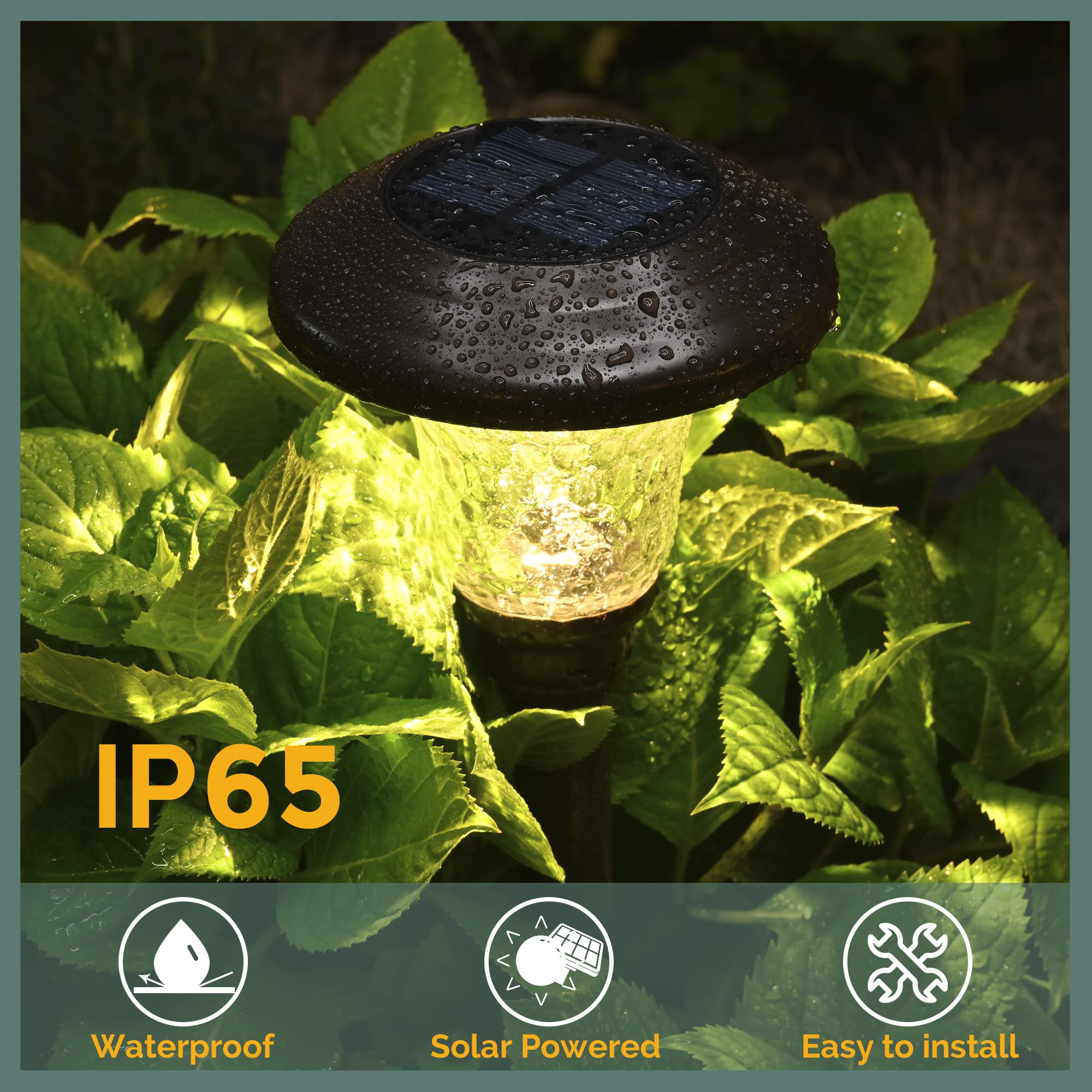 GIGALUMI 8 Pack Solar Pathway Lights, Waterproof LED Garden Lights, Brown, Model 7006