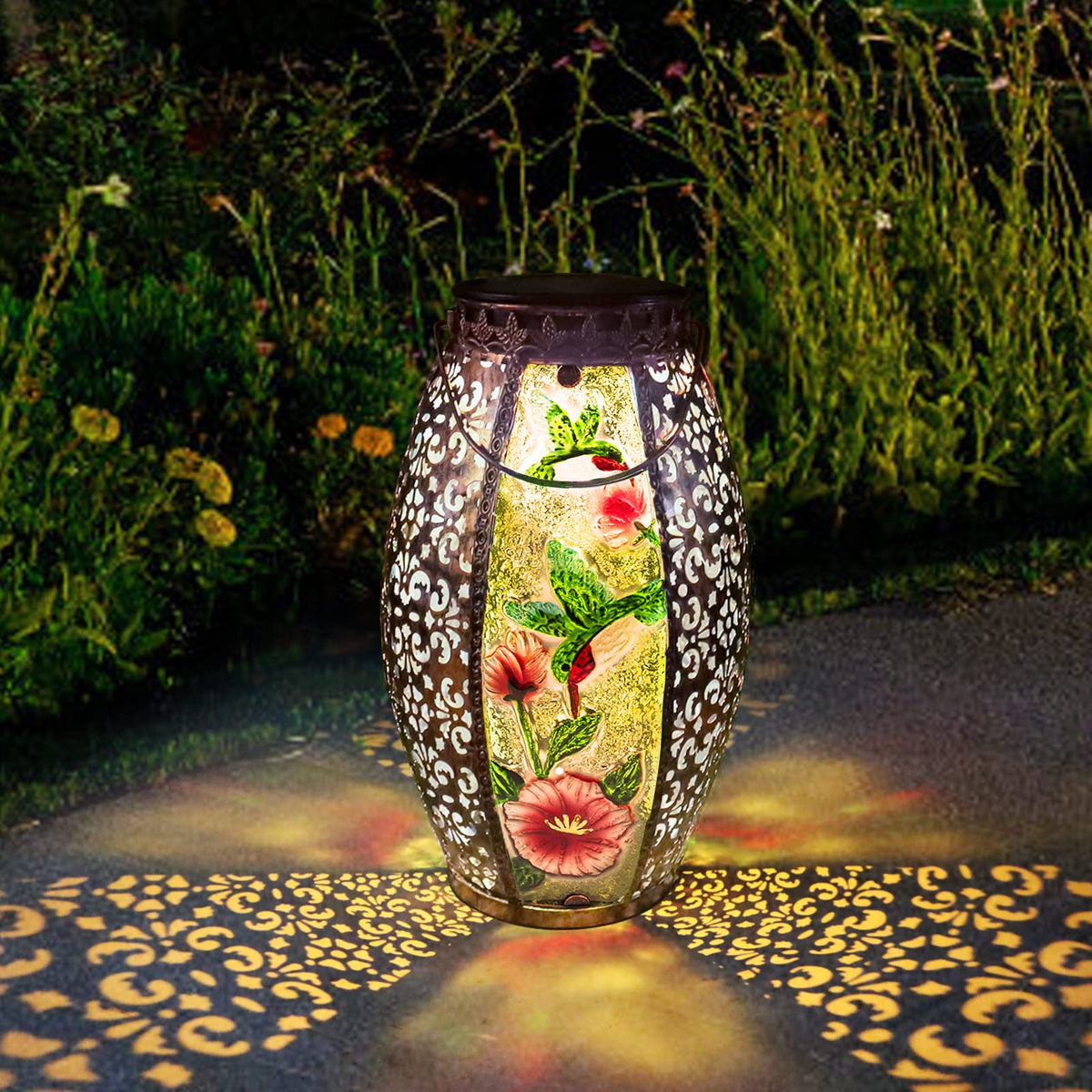 Outdoor Solar Lantern-Waterproof Hummingbird Hanging Metal Decorative Lights For Patio Table Garden Pathway Yard With Super Brig