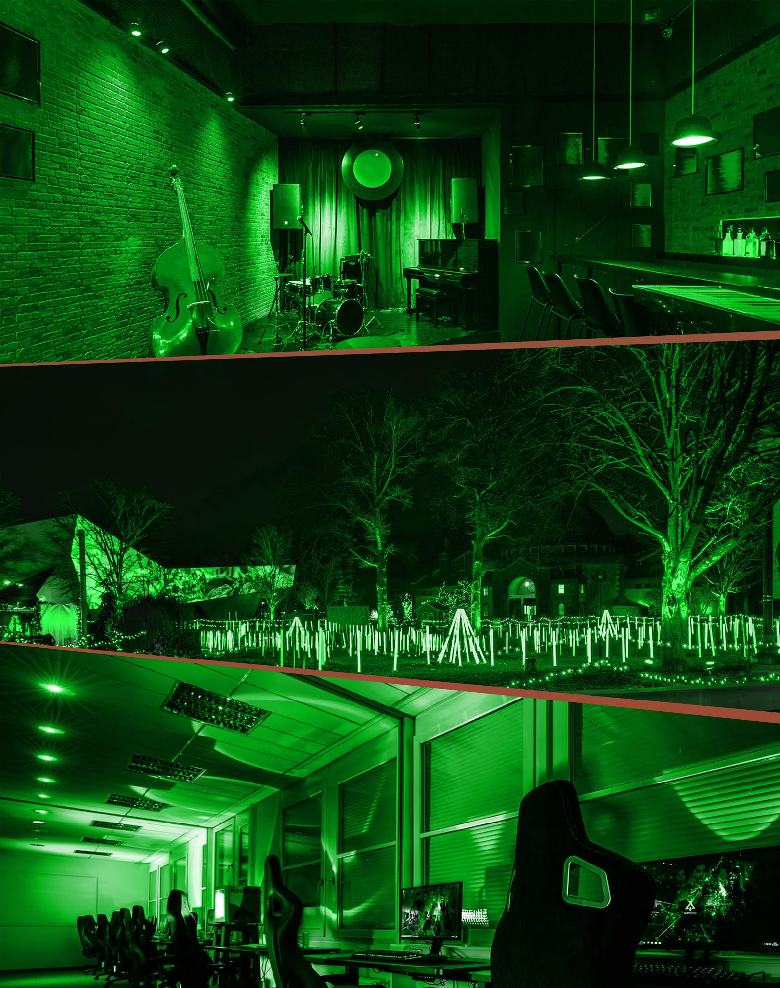 GOHDLAMP 6-Pack MR16 Green LED Bulbs, 5W 50W Halogen GU5.3 Base, 12V, 38° Beam for Garden & Eco Lighting