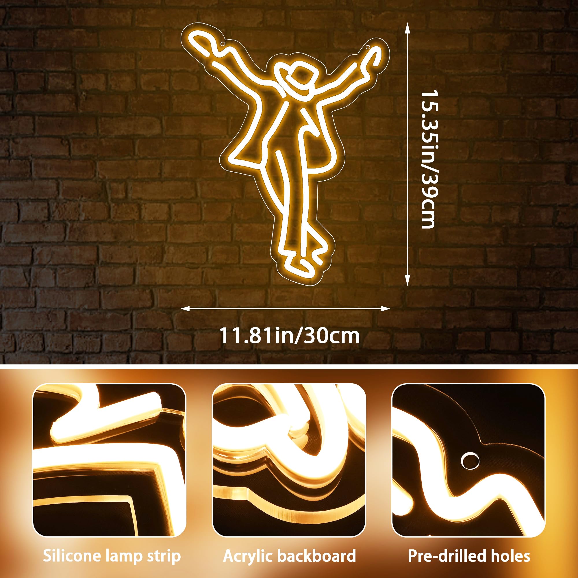 Dance Neon Sign For Wall Decor Michael Dance Neon Light For Man Cave Bar Party Game Room Mj Led Light Up Sigh For Men Wall Art Birthday Gift(Zkxd268)