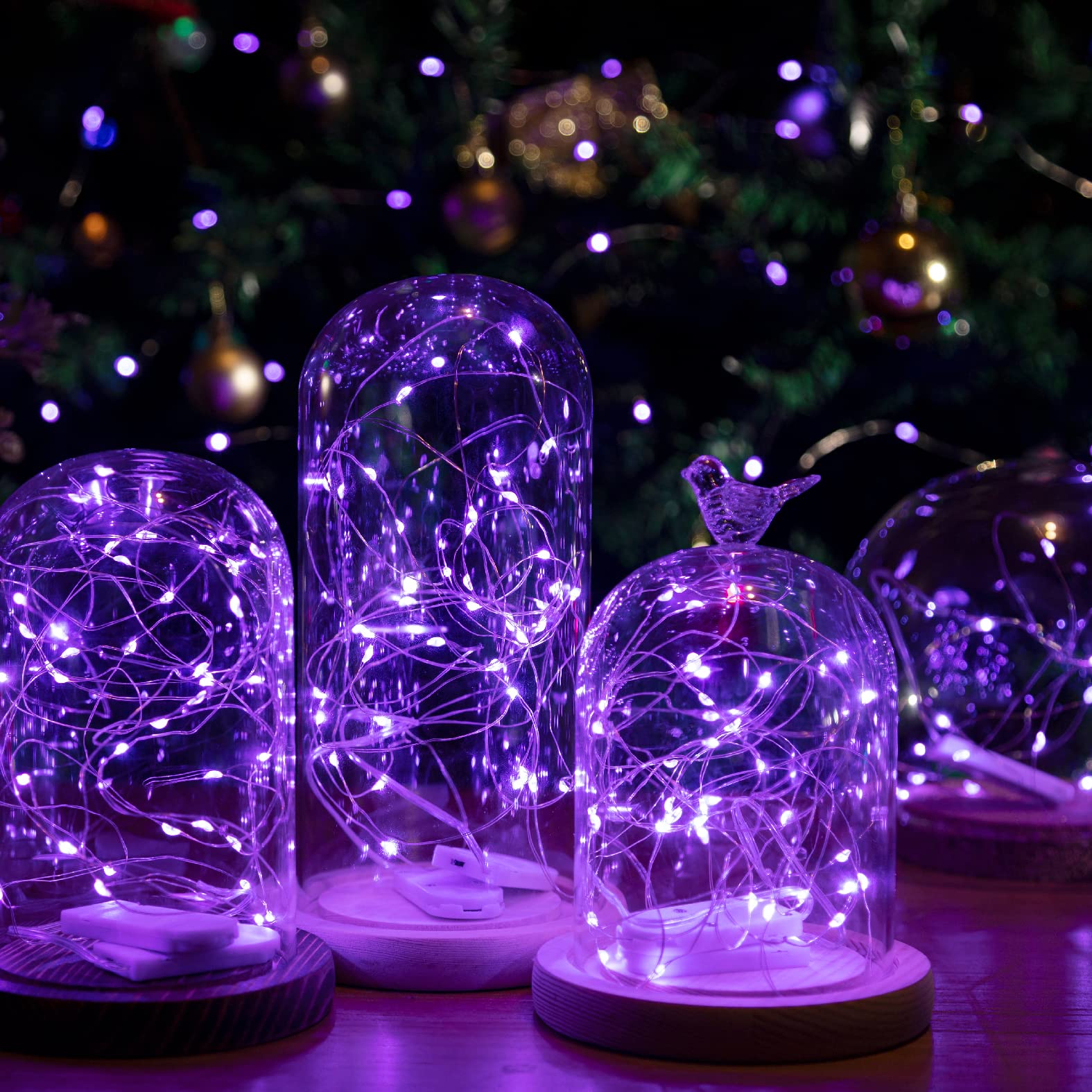 Sinamer 12-Pack Led Fairy Lights 7 Feet Battery Powered Waterproof Silver Wire 20 Slim Copper Wire Pastel Lights For Diy Wedding Party Bedroom Patio Easter Christmas (Purple)