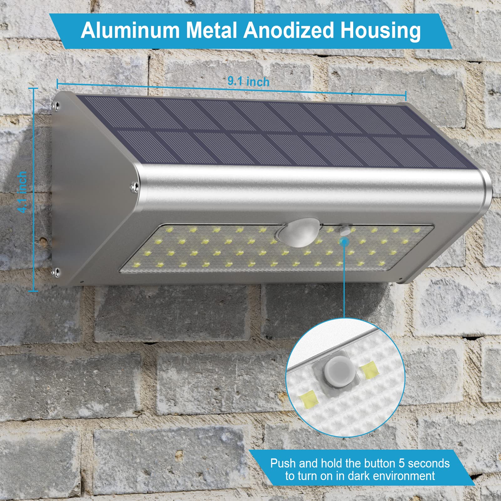 SECUROAD Solar Motion Sensor Light, 1100 Lumens, IP65 Waterproof, Aluminum, Daylight, Model HBT-1606BP, 1 Pack