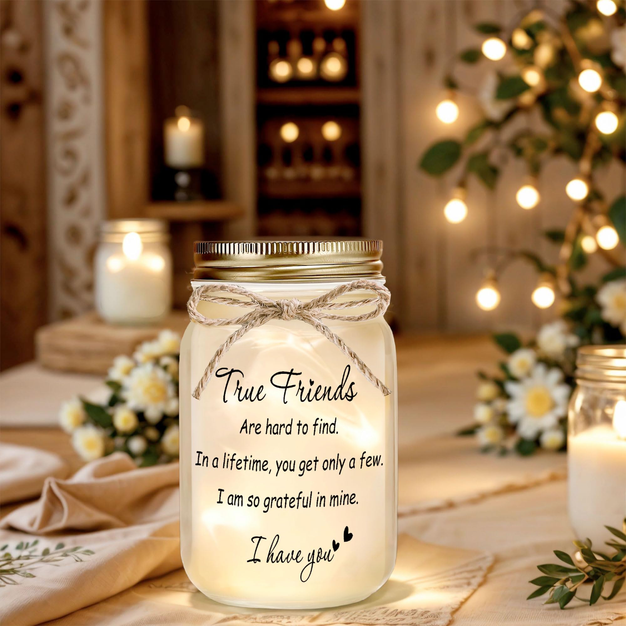 Rxyjlhjx Mason Jar Night Light - Best Friend Gift, Glass, 5.2"H x 2.7"W, Christmas Decor, Model MSG05, Color: Friend