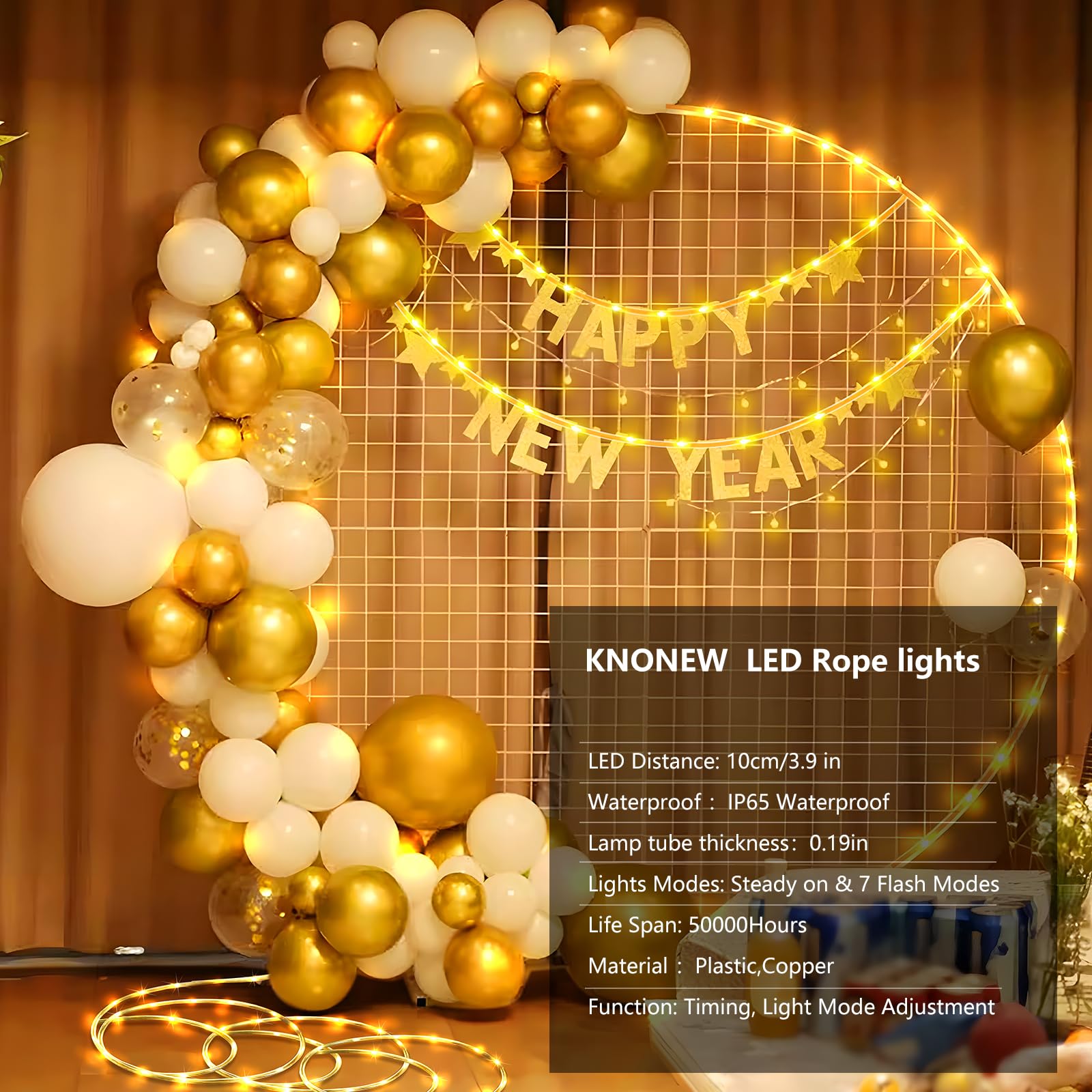 Knonew 328Ft Rope Lights Outdoor Indoor,1000Led String Lights Waterproof 8 Modes Clear Tube Lights For Outside,Bedroom,Wedding,Garden,Patio,Christmas,Tree,Rv,Holiday Decoration(Warm White)