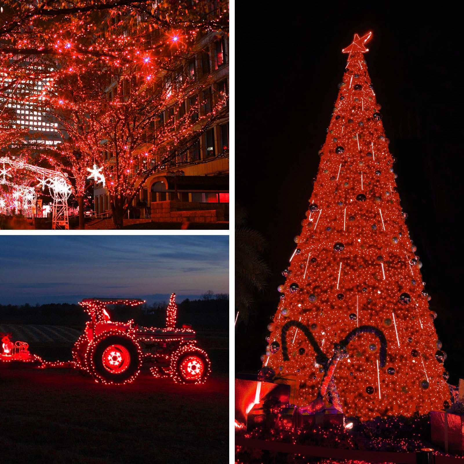 Daylightir Solar Powered String Lights, 200 Led 66Ft Red Fairy Lights For Outdoor Decor