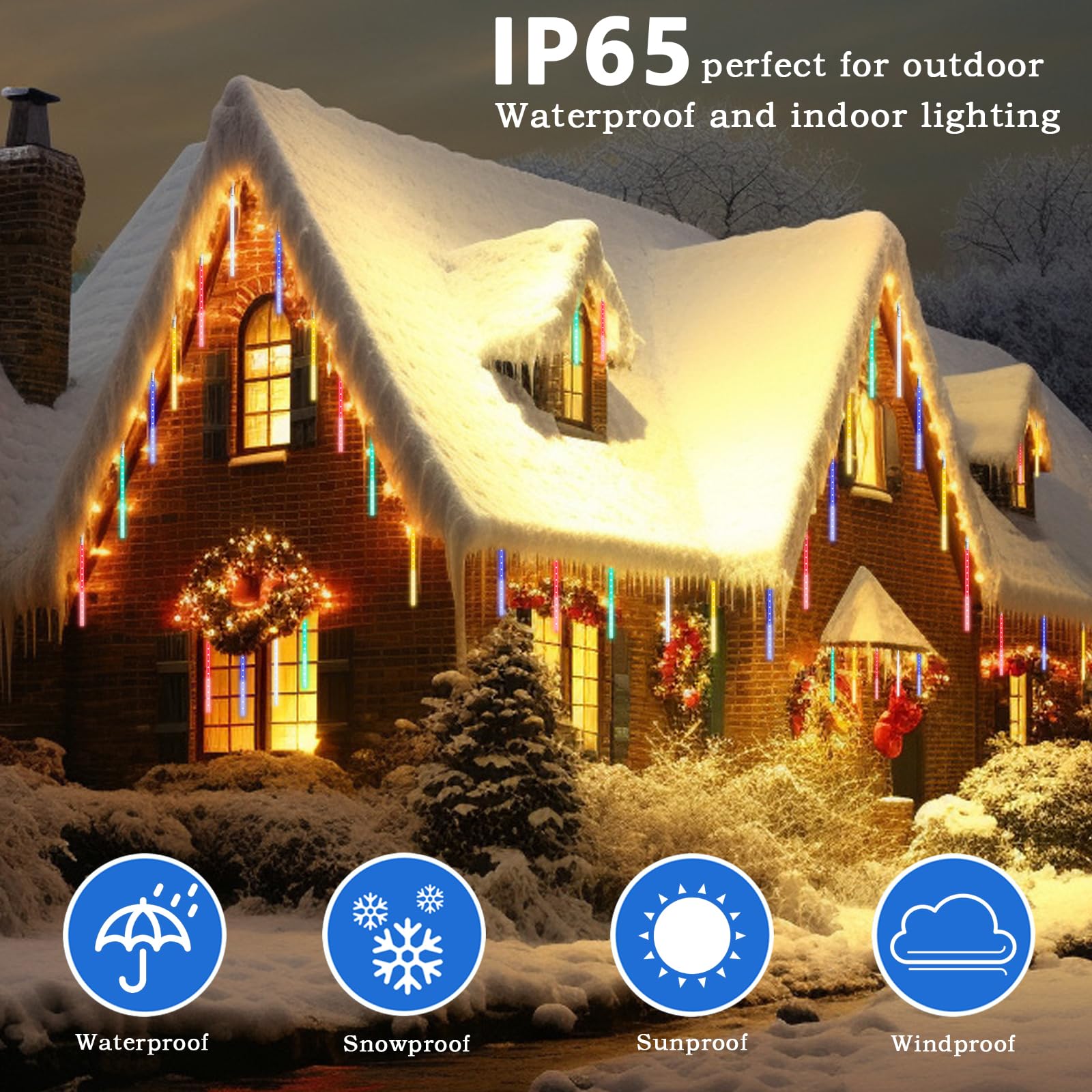 Roytong Meteor Shower Lights, Christmas Lights, 20 Inch 10 Tube 540 Led Rain Falling Icicle Cascading Lights For Xmas Tree Hallo