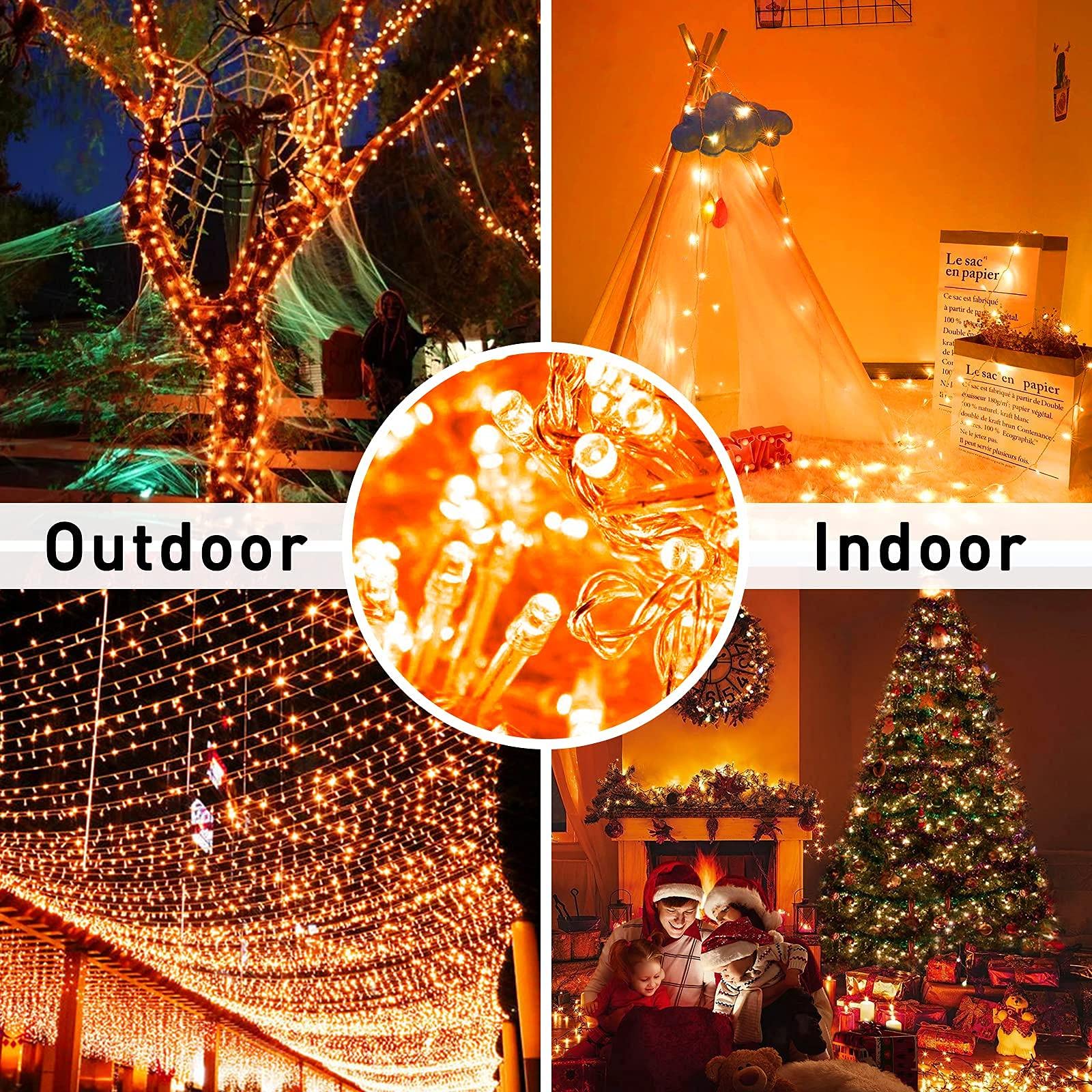 Jmexsuss 33Ft Orange Battery Operated Halloween Lights, 100 Led Twinkle Fairy String Lights With Remote, Waterproof For Indoor/Outdoor Use