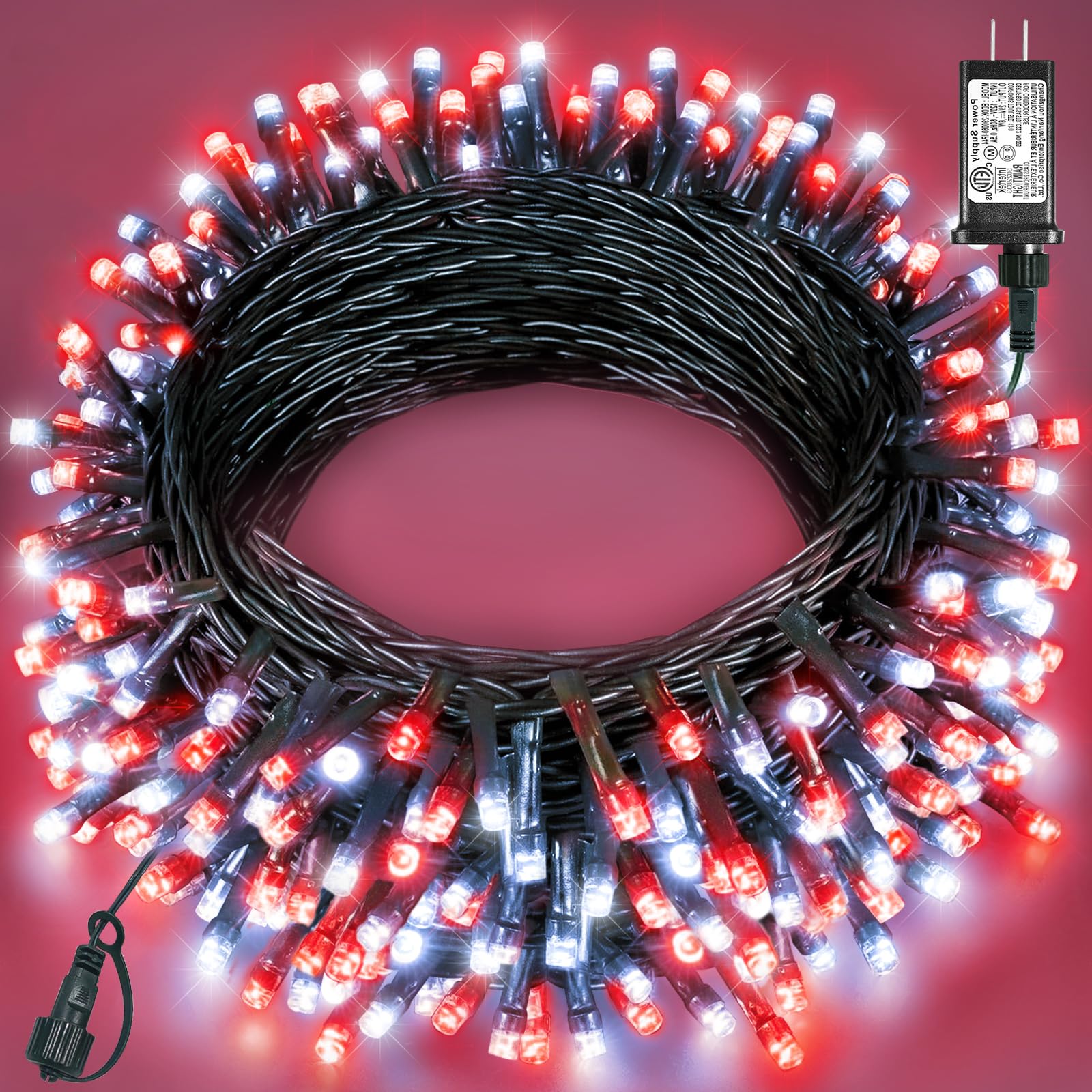 157Ft 480 Led Christmas Decoration Lights  Green Wire Christmas Tree Lights Waterproof  8 Modes Twinkle Fairy Light For Indoor Outdoor House Tree Xmas Holiday Decorations  Red White