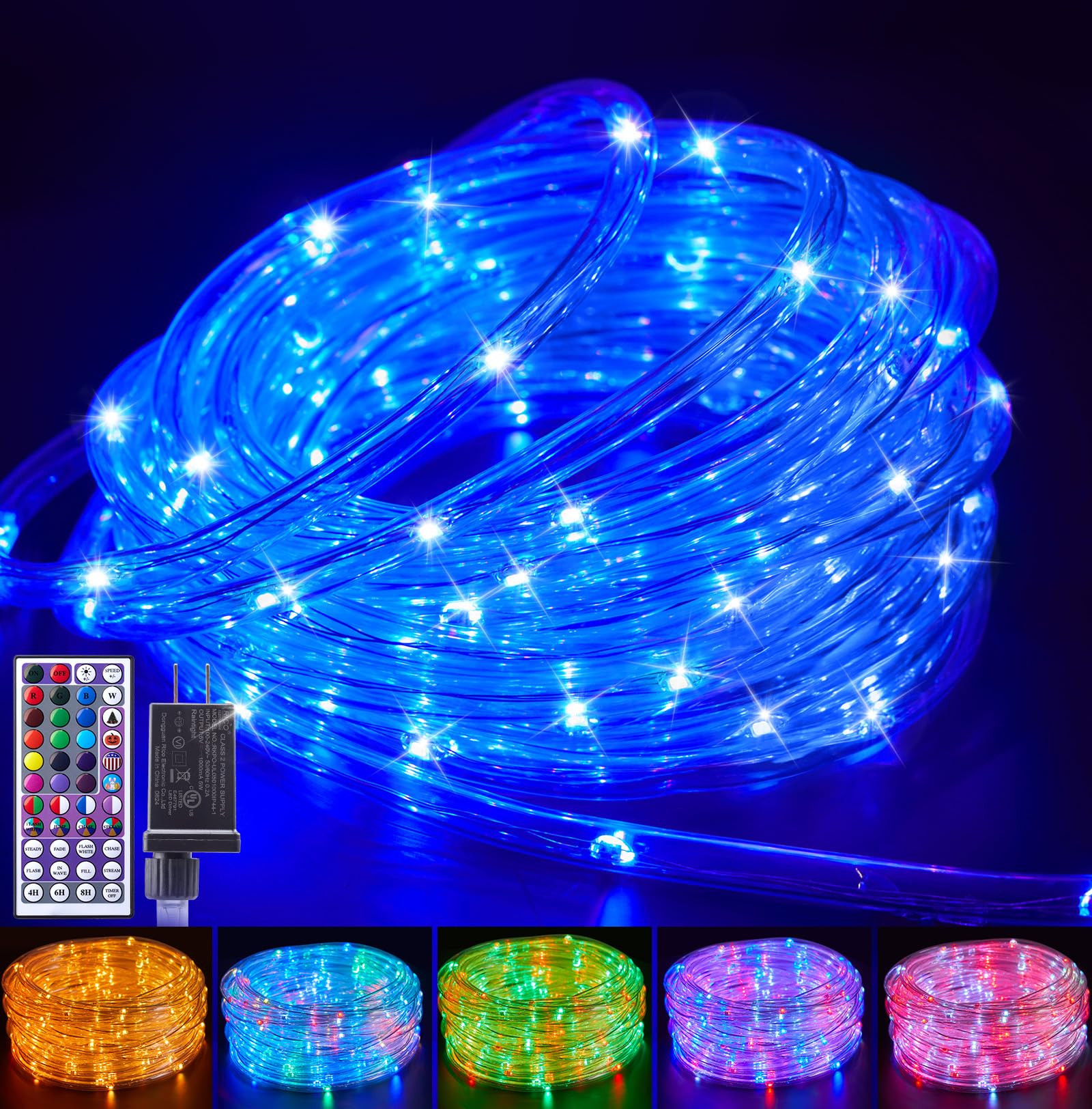 Brightown 72 FT Color Changing Rope Lights, 200 LED Waterproof String Lights for Outdoor and Indoor Decoration