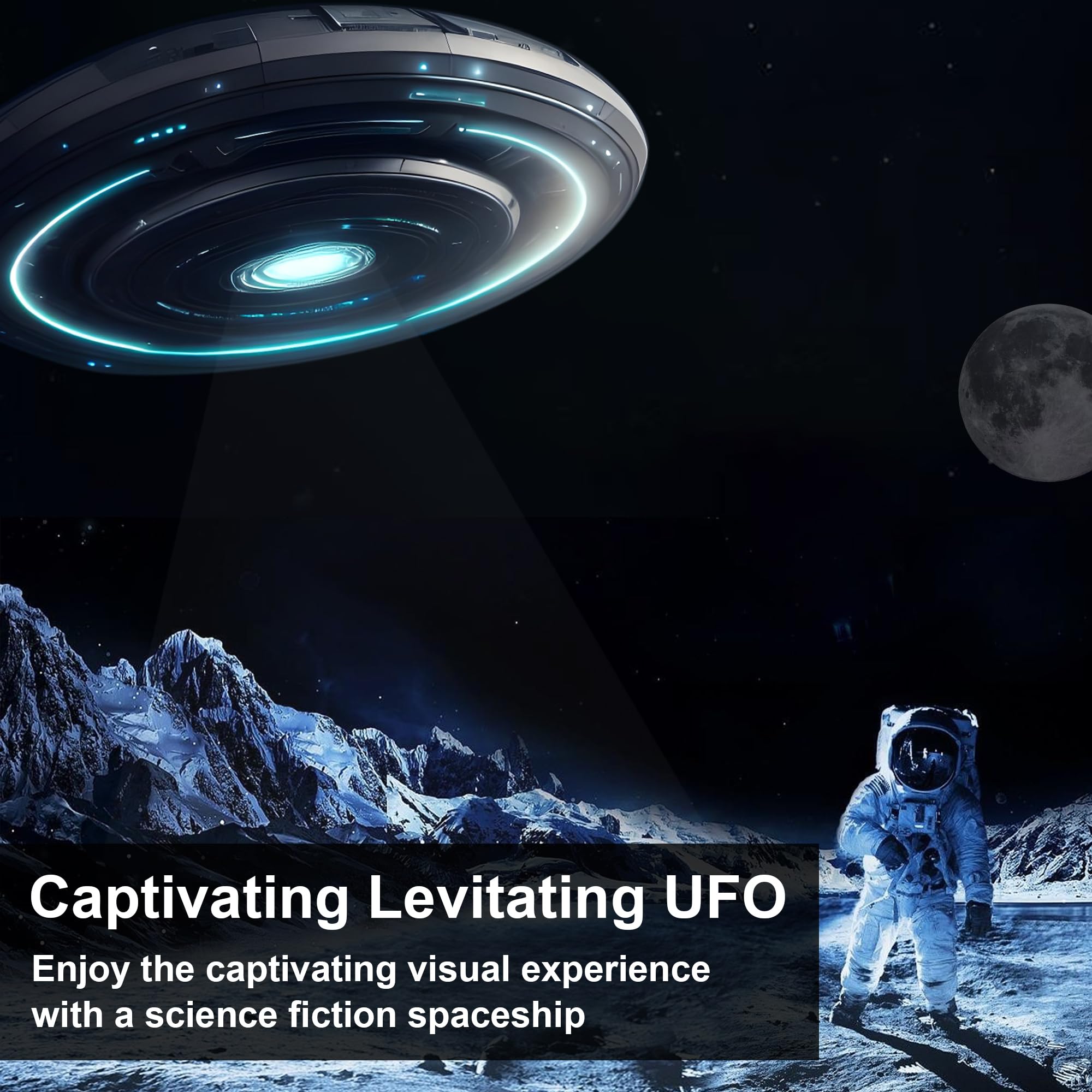 INOVAXION Levitating UFO Lamp - Magnetic Floating Decor, RGB Galaxy Base, Touch Control, Purple, Model SIM75-UFO