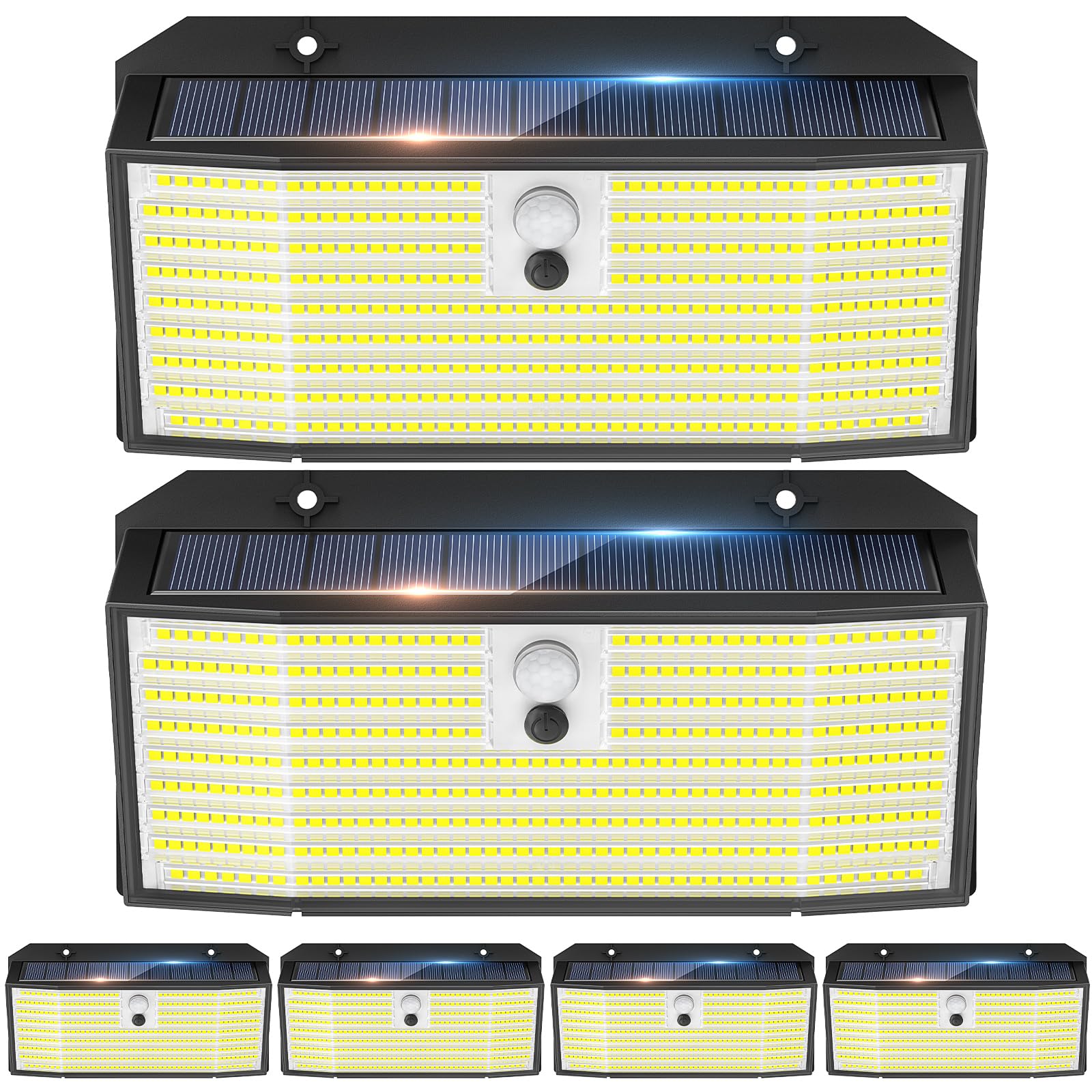 APILAB Solar Lights Outdoor, 418 LED Motion Sensor, IP65 Waterproof, 6 Pack, Black, Model SL419AB