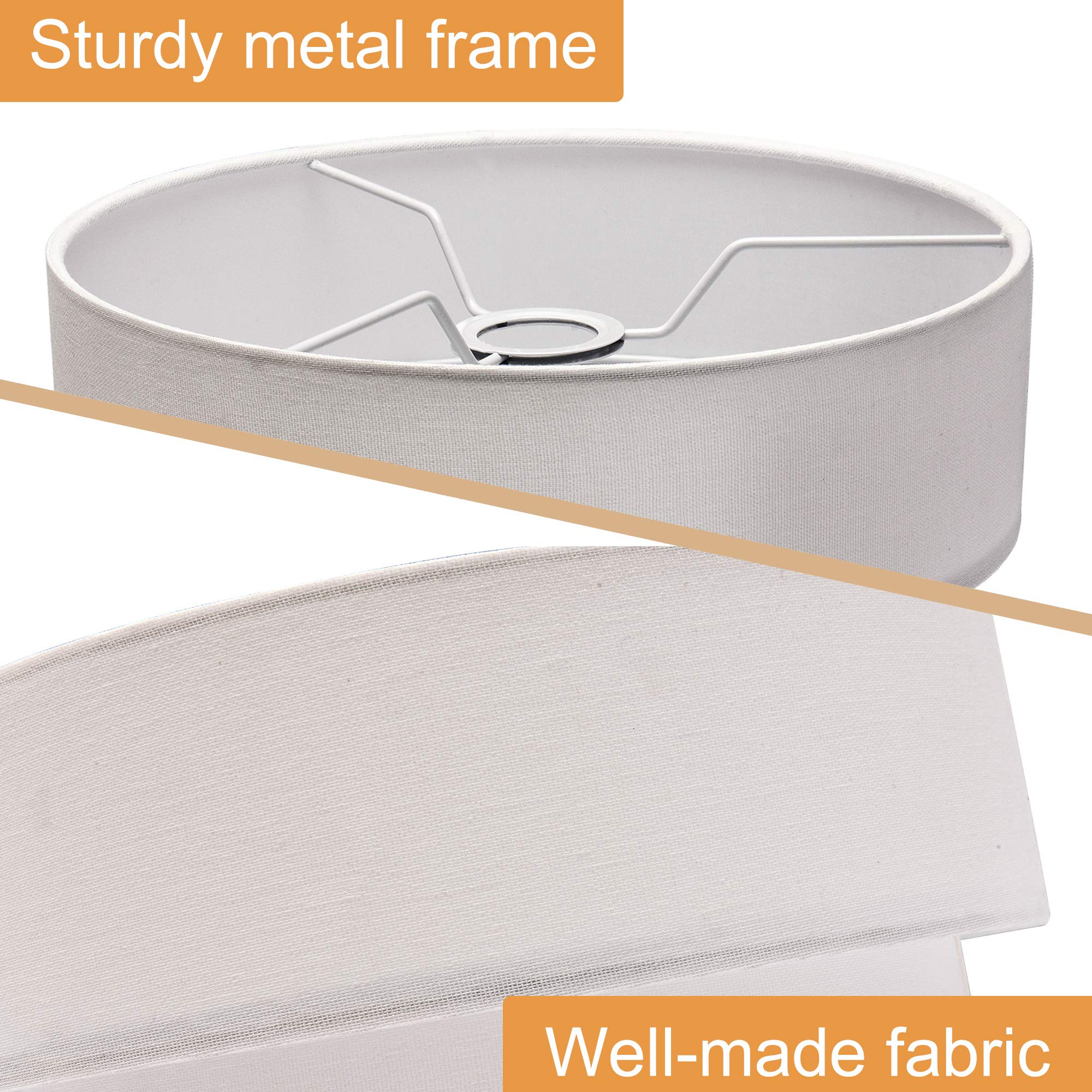 EDISLIVE 3-Tier Linen Drum Lamp Shade Replacement Cover, White, Model EDIS448458598