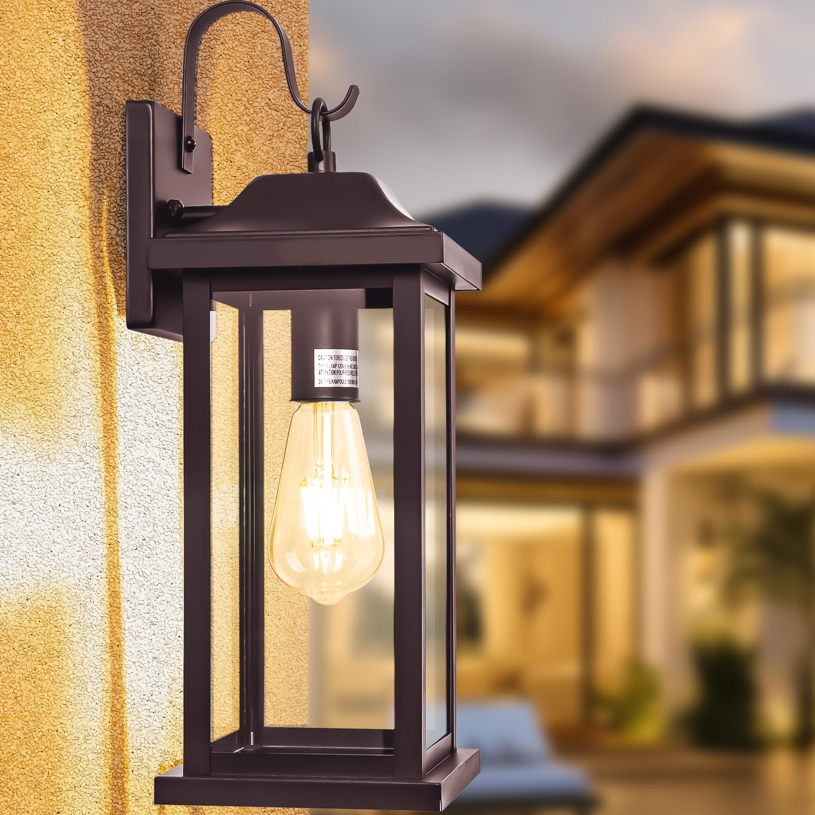 Roravilila Large Bronze Outdoor Wall Light 17 Inch, Vintage Exterior Light Fixture with IP65 Waterproof Clear Glass, Farmhouse O