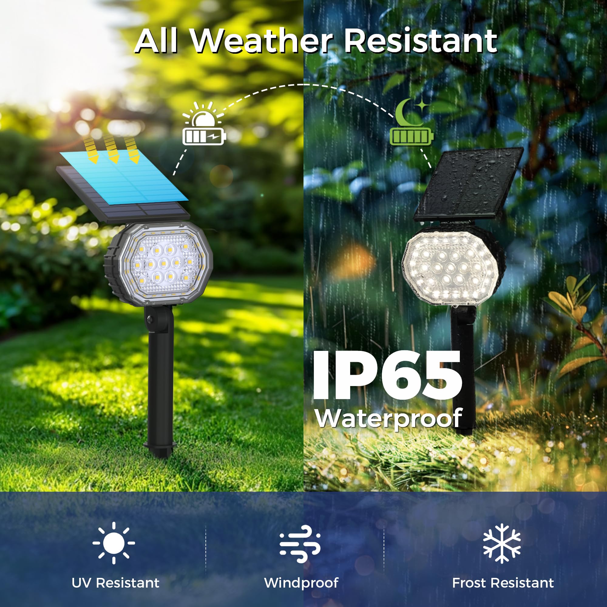 Solar Spot Lights Outdoor Waterproof Ip65  3 Modes Solar Lights Outdoor 35 Led Landscape Lighting  Spot Uplights For Garden Patio Yard Walkway Driveway House Backyard  4 Pack Neutral White(4000K)