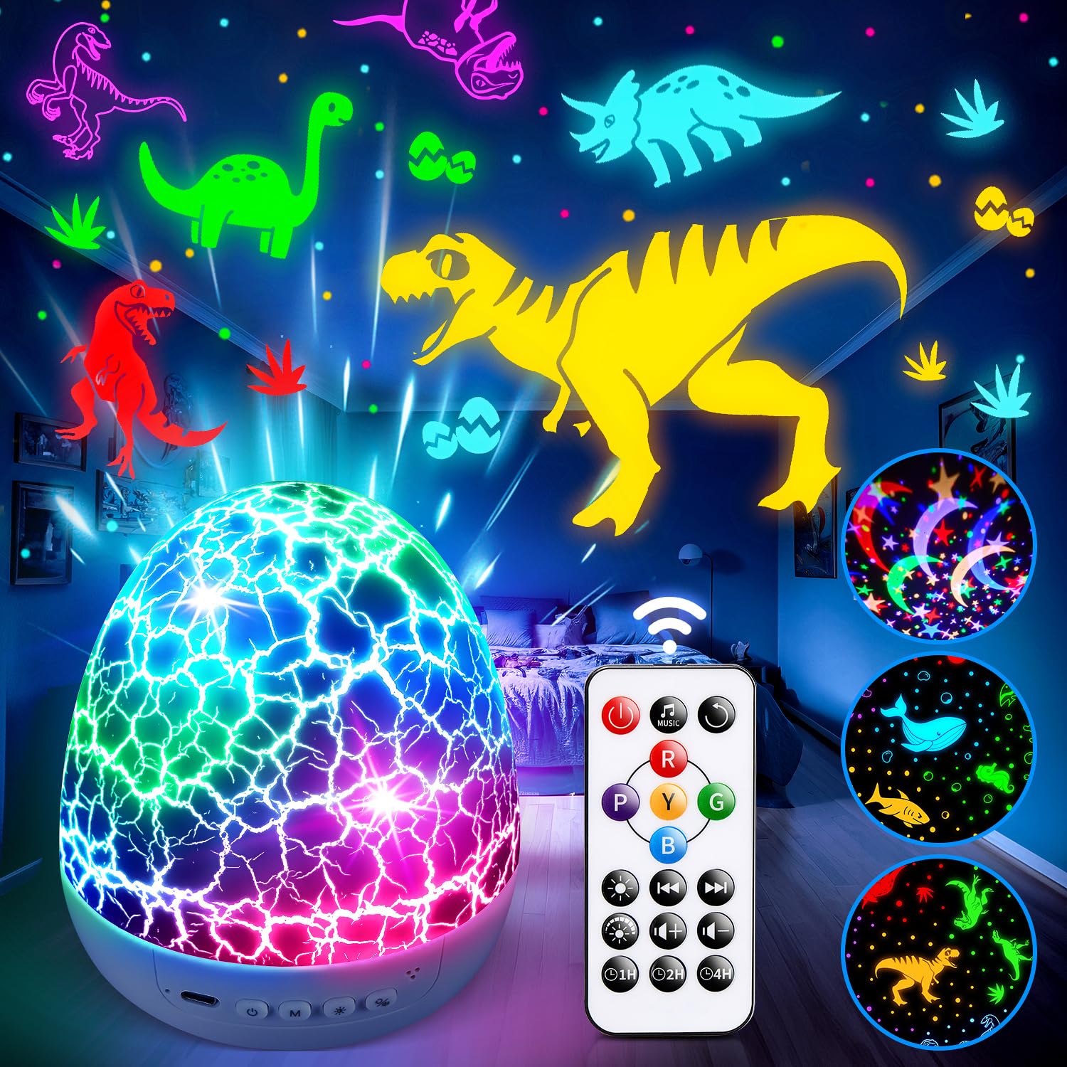 Dinosaur Night Light Projector, 31 Colors+10 Musics Kids Projector Night Light For Kids Night Light Projector For Kids Room,3 Films Dimmable Toddler Night Light Kids Projector,Dinosaur Light Projector