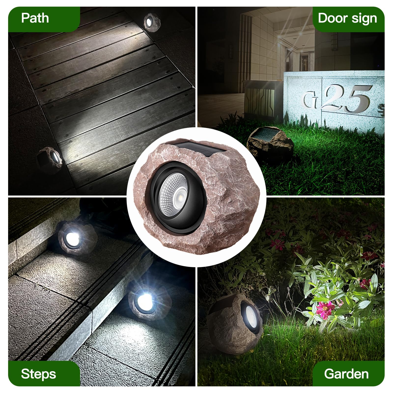 Timeflies Solar Rock Lights, 4 Pack Super Bright IP65 Waterproof Solar Spot Lights for Outdoor Gardens, Yards, Patios - Model LT-151S4