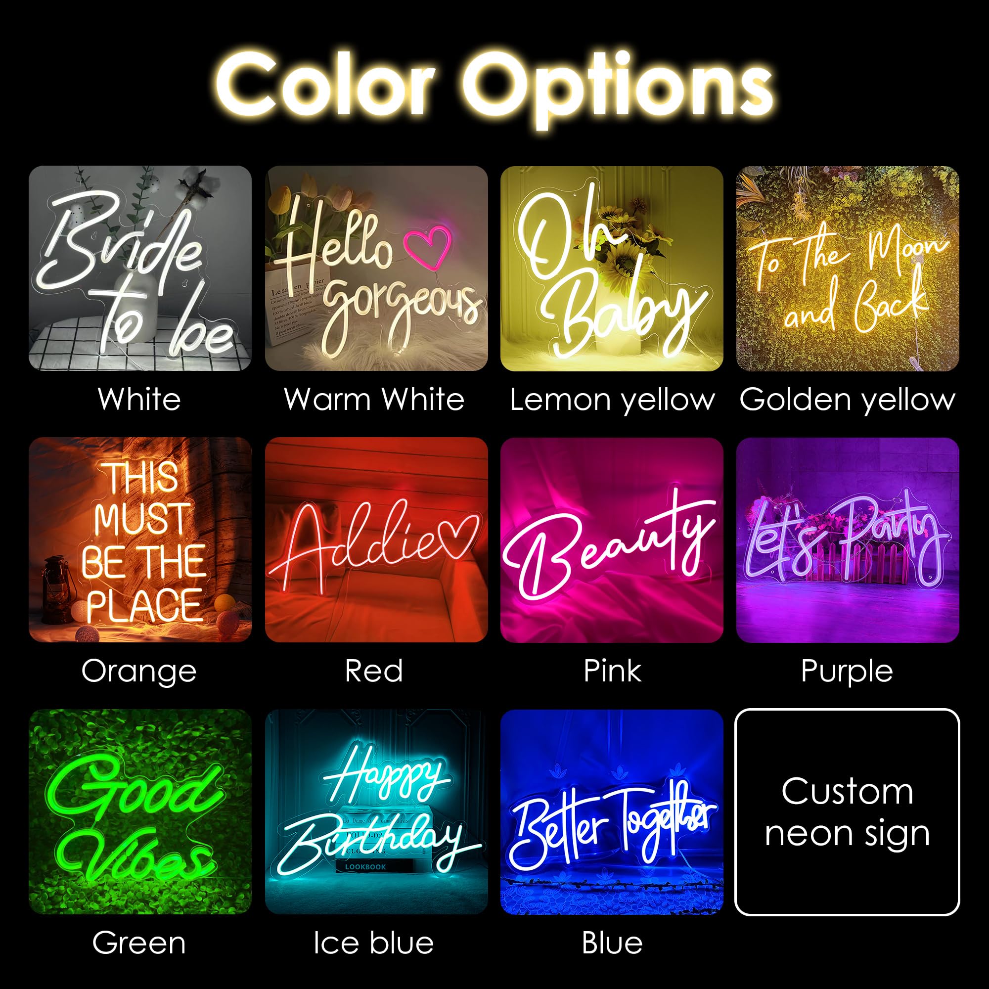 Eternalart Custom Neon Sign - Personalized LED Name Light for Wall Decor, Acrylic, Battery Operated, Large, 1 Line