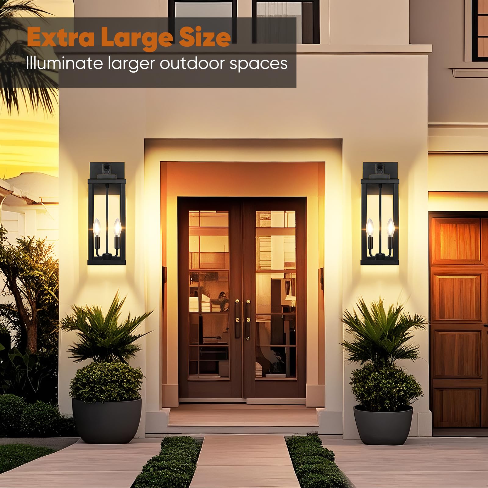 BesLowe 18” Motion Sensor Outdoor Wall Lights, Dusk to Dawn, Bronze, Metal, Model A927L, 2-Pack