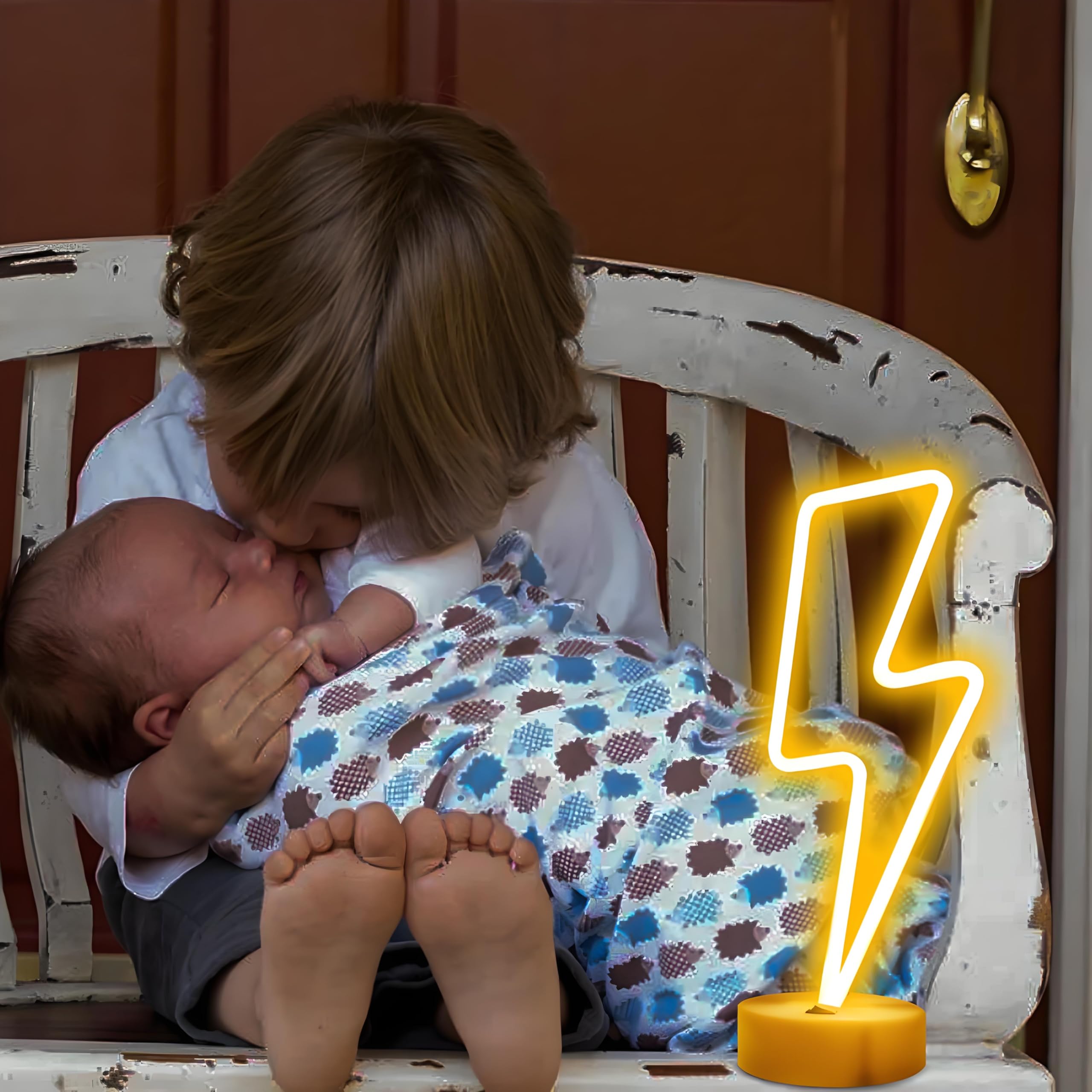 Enuoli Lightning Neon Signs Warm White Decoration Art Led Lightning Neon Lights With Base Indoor For Living Room Office Christma