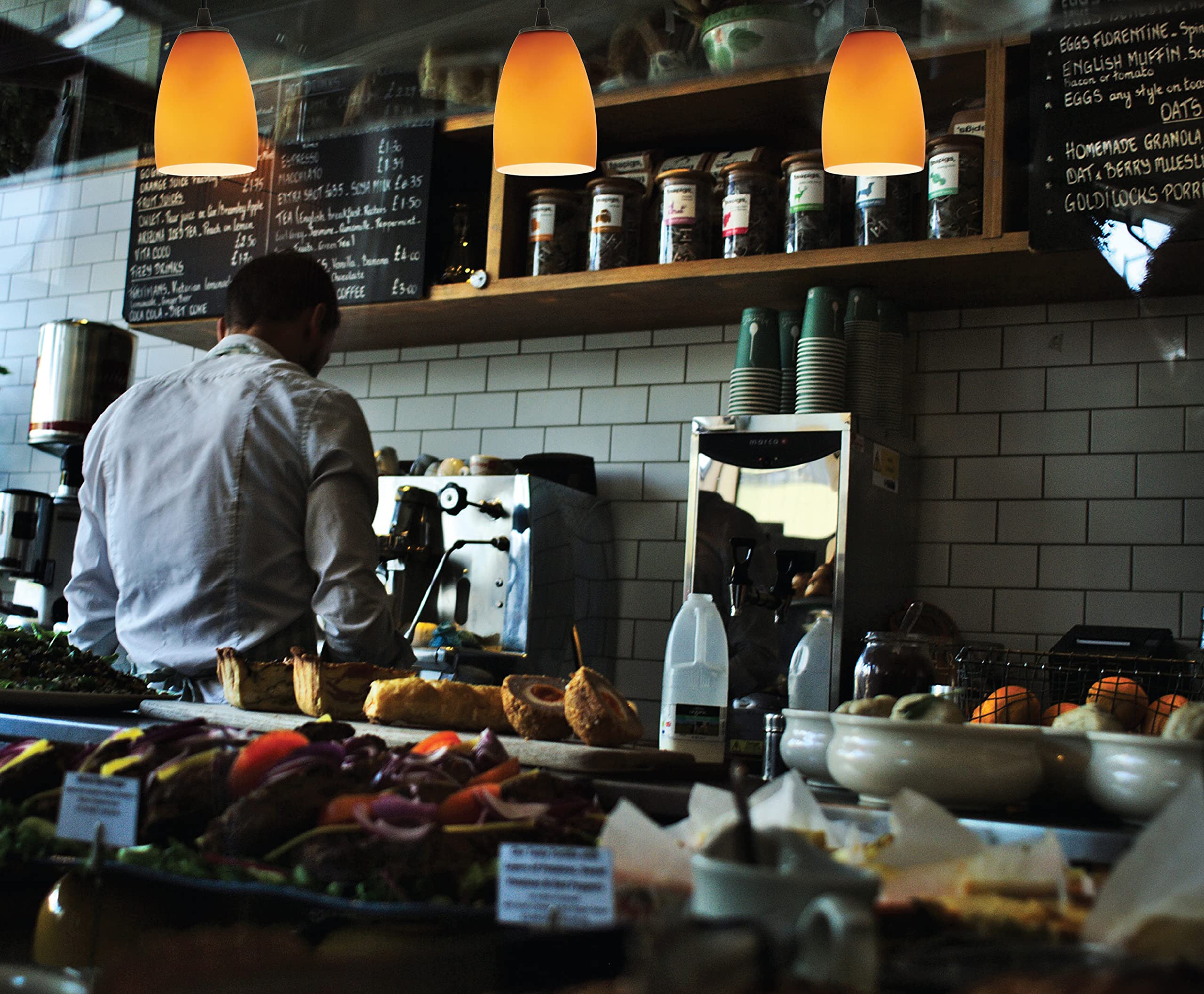 Sherry Glass Pendant - Cord - Oil Rubbed Bronze Finish - Amber Glass Shade
