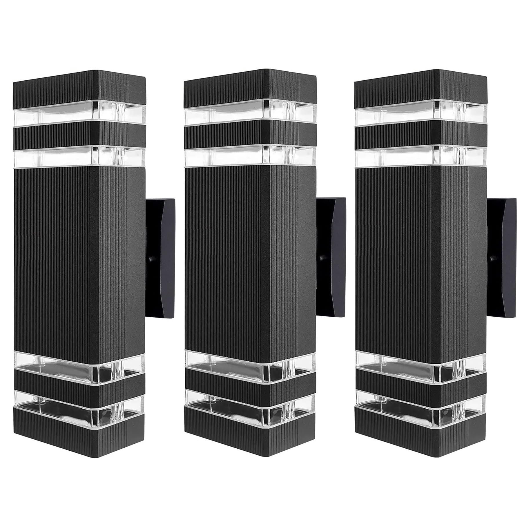RETRELMP Outdoor Wall Lights, LED Square Modern Porch Lighting Fixtures, Black Exterior Up and Down Wall Mount Lights Front Porc